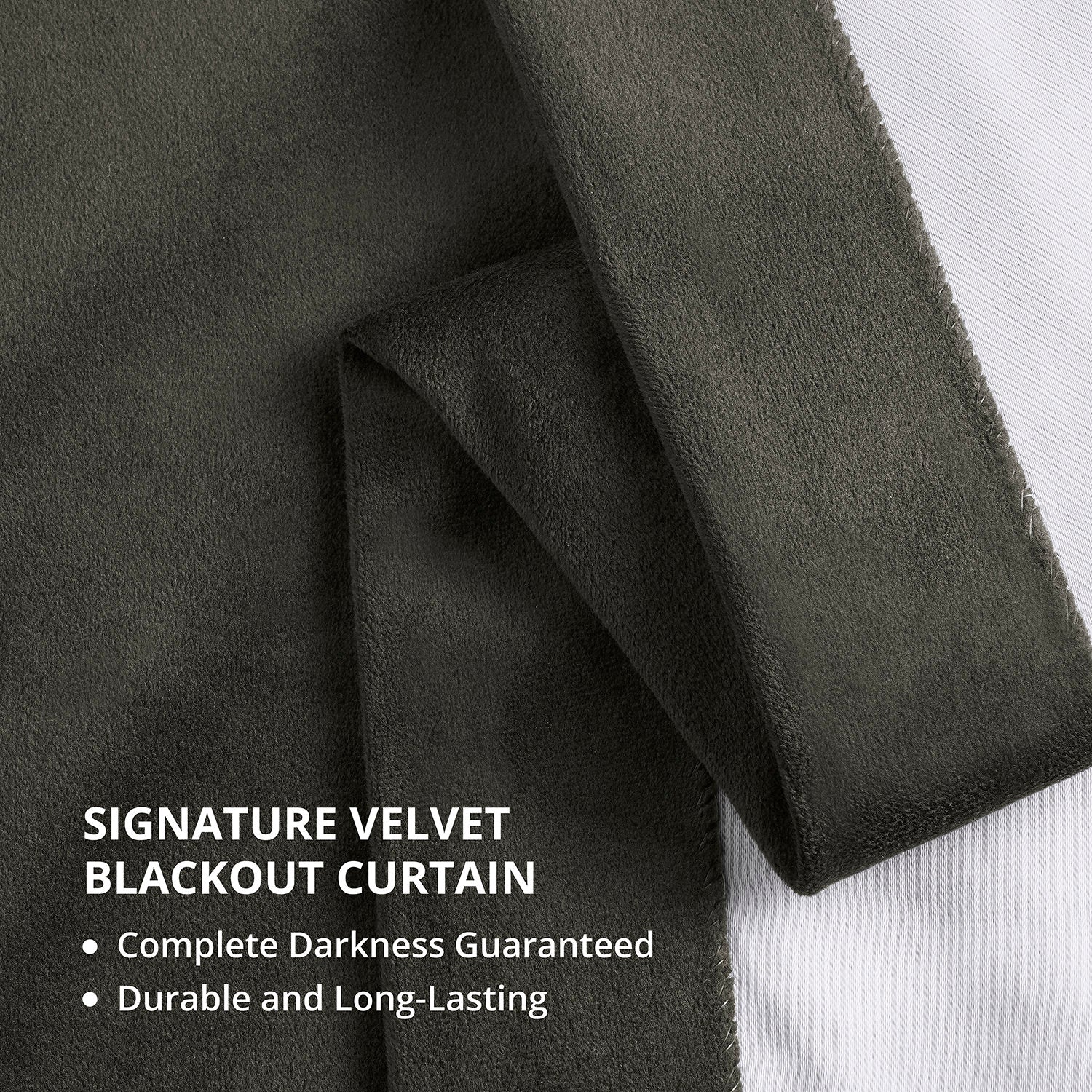 Gunmetal Grey Signature Velvet Blackout Curtains for Bedroom - Thermal Insulated Noise Reducing Window Drapes for Home Theater & Nursery