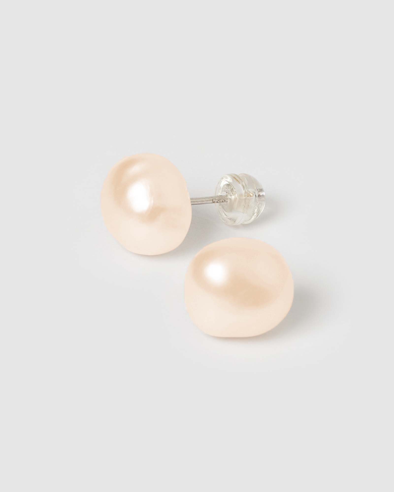 Izoa Calista Peach Pearl Stud Earrings - Elegant & Timeless Jewelry for Women, Perfect for Weddings, Parties & Everyday Wear
