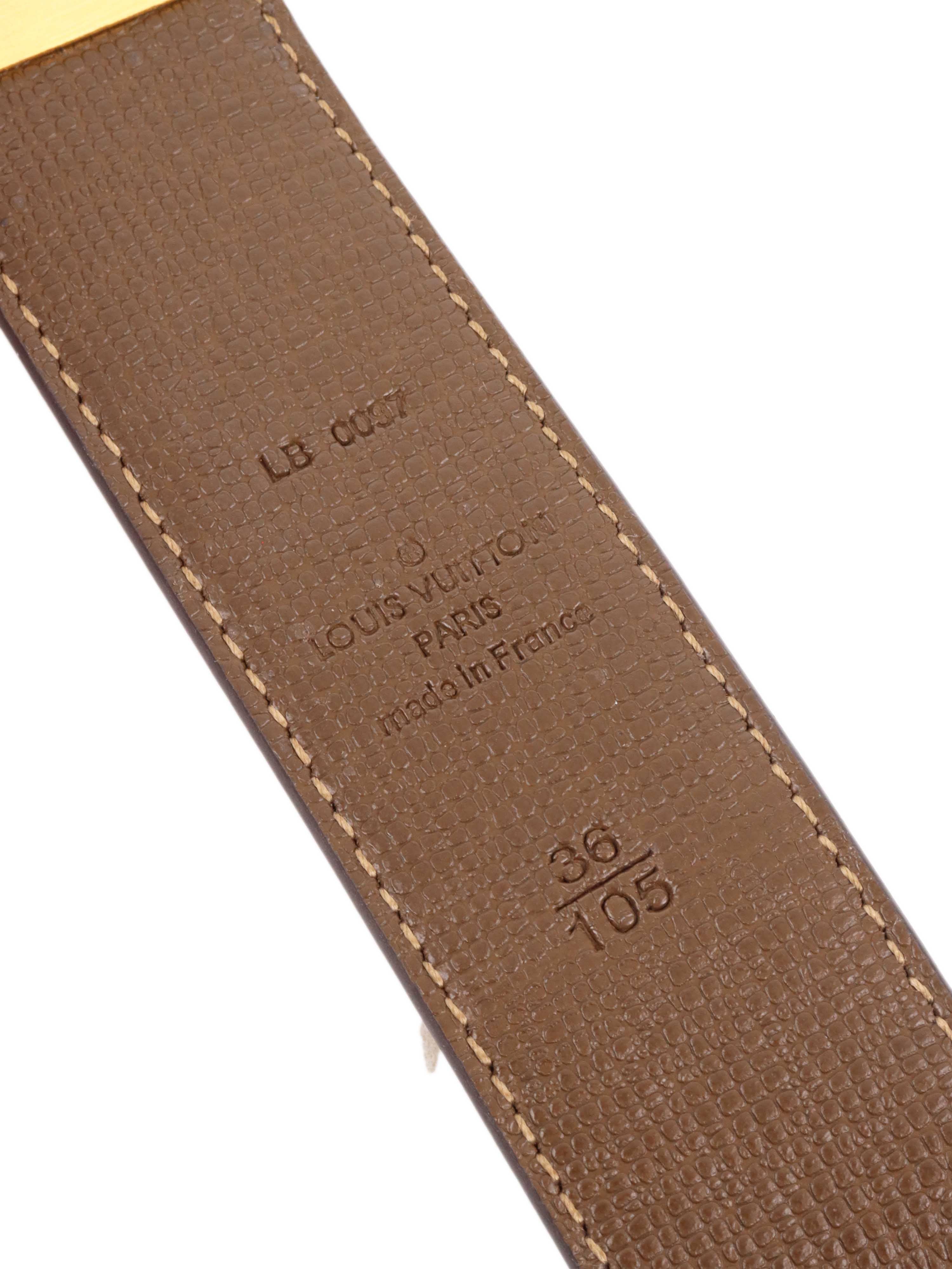 Louis Vuitton Damier Ebene Inventeur Belt for Men | Genuine Leather Dress Belt | Formal & Casual Wear | Perfect for Business, Office & Special Occasions