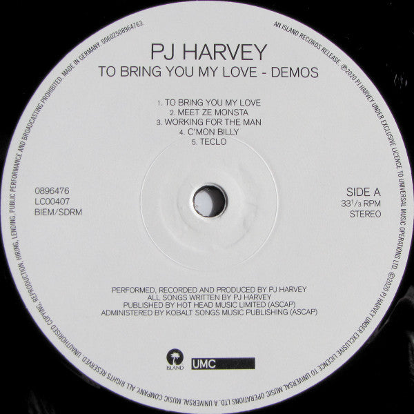 PJ Harvey - To Bring You My Love Demos LP Album 180g Vinyl Record Near Mint (NM/M) - Limited Edition Collectible for Music Enthusiasts & Vinyl Lovers