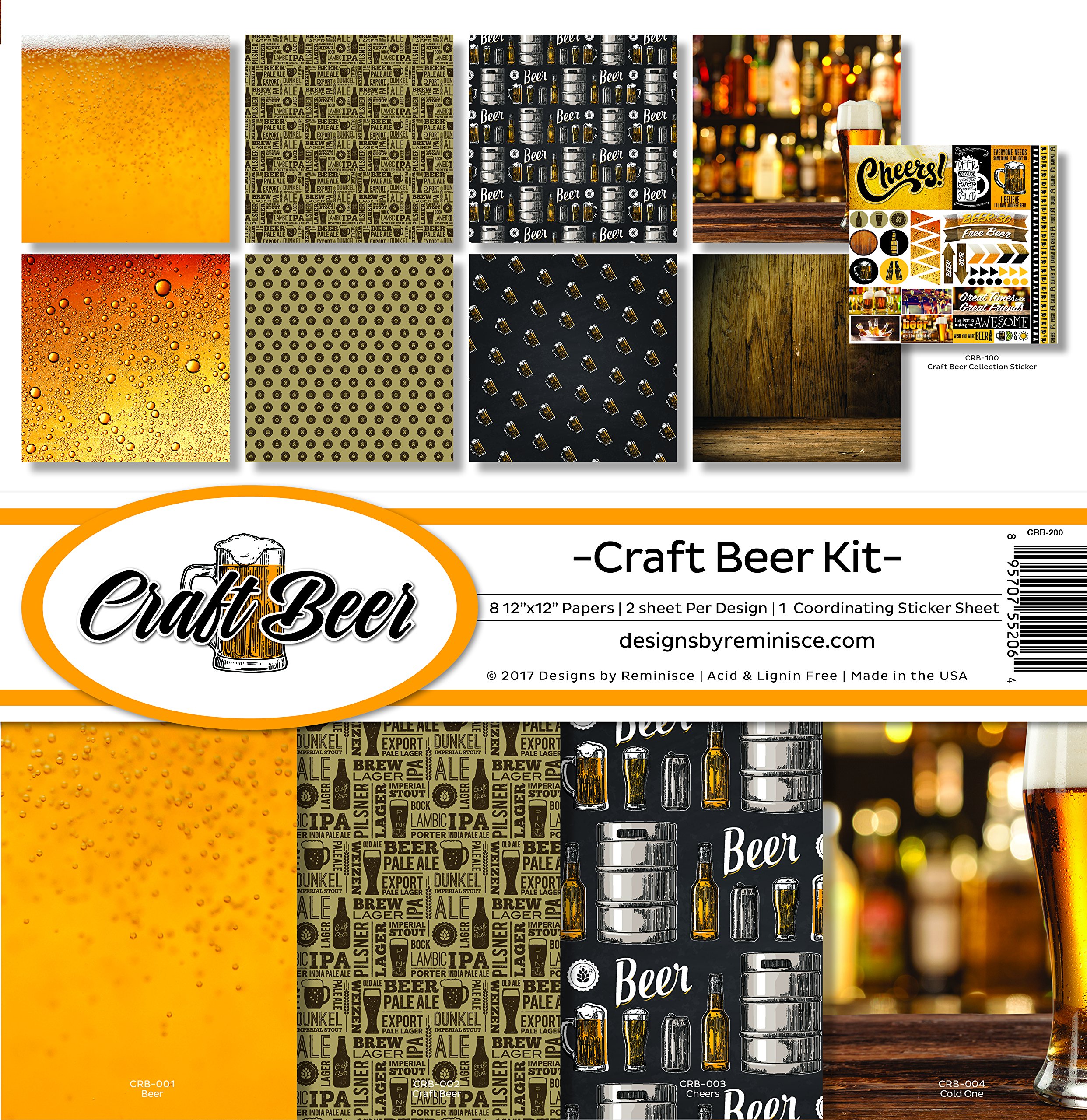 Reminisce CRB-200 Craft Beer Scrapbook Collection Kit - DIY Scrapbooking Supplies for Beer Lovers & Homebrewers - Perfect for Craft Beer Memories, Homebrewing Journals & Gift Ideas