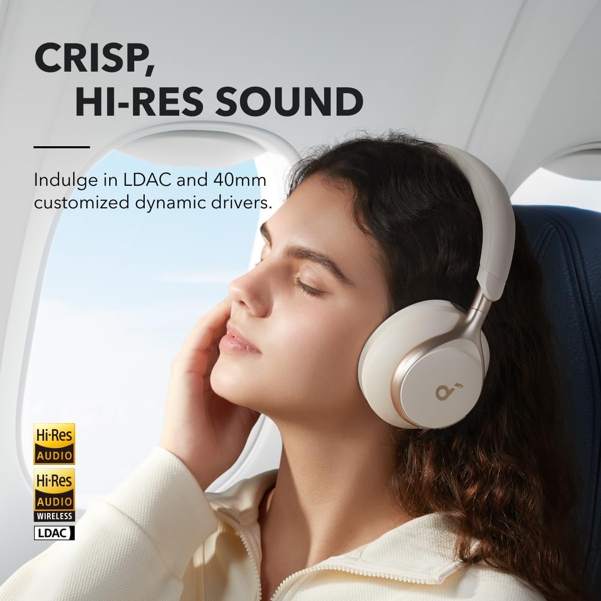 Anker Soundcore Space One Active Noise Cancelling Wireless Headphones - 2X Stronger Voice Reduction, 40H ANC Playtime, Hi-Res LDAC Audio, Bluetooth 5.3, App Control, Clear Calls (Renewed) - Perfect for Travel, Work & Commuting