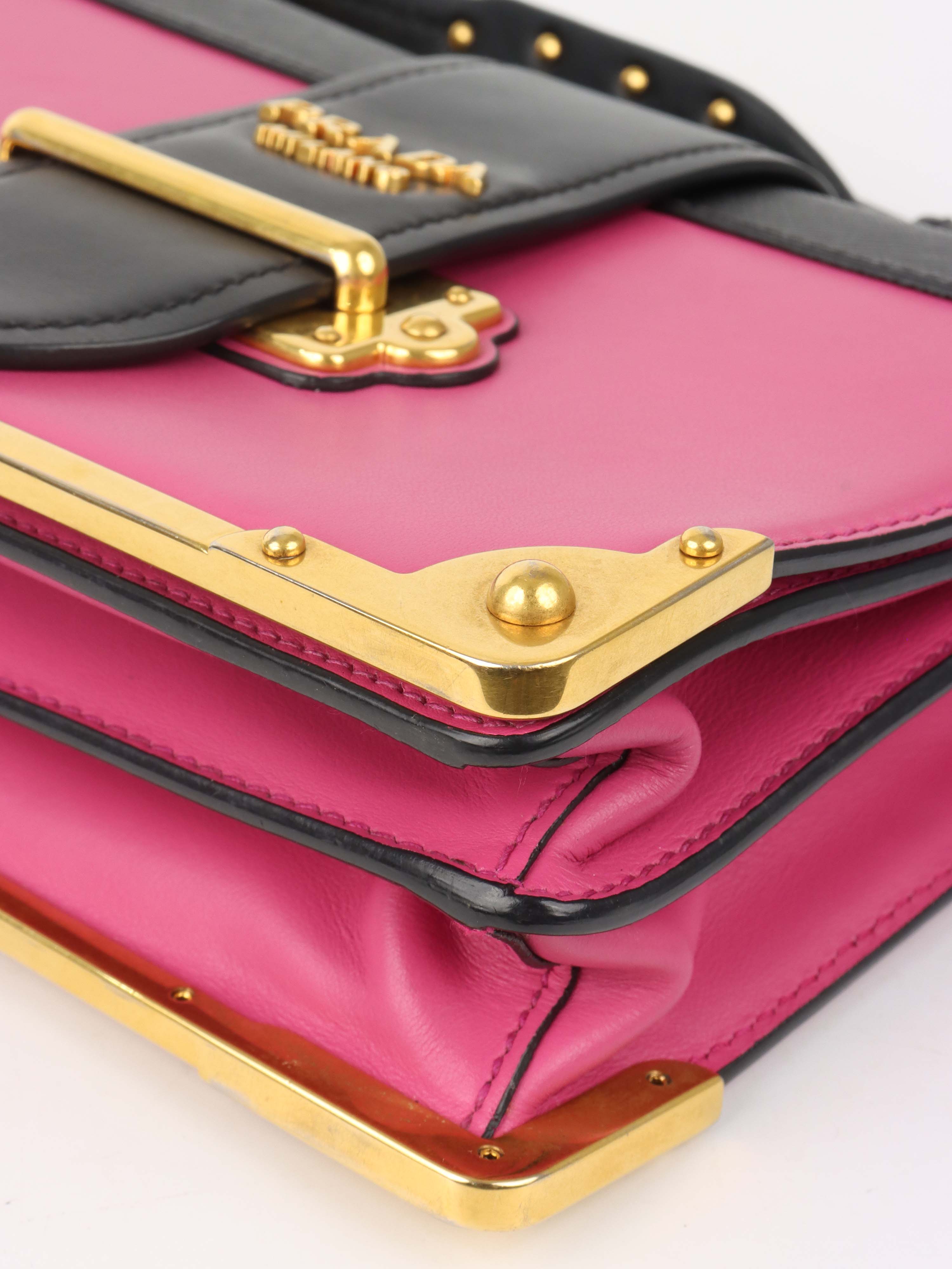 Prada Pink Cahier Leather Crossbody Bag for Women | Luxury Designer Handbag with Adjustable Strap | Perfect for Parties, Date Nights & Everyday Use