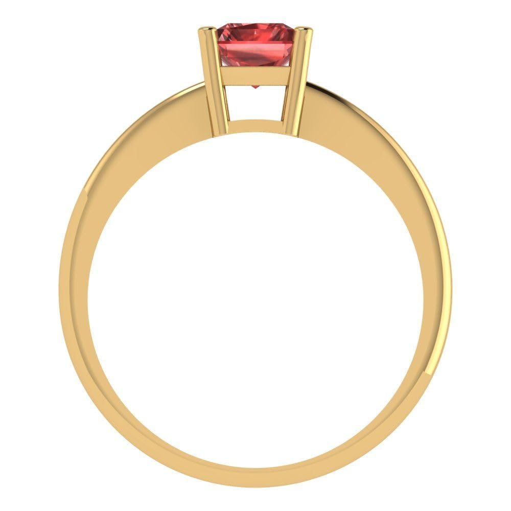 0.95ct Natural Scarlet Red Garnet Radiant Cut Solitaire Ring - 14k Yellow Gold Classic Designer Statement Jewelry for Women | Engagement, Anniversary & Special Occasion Gift