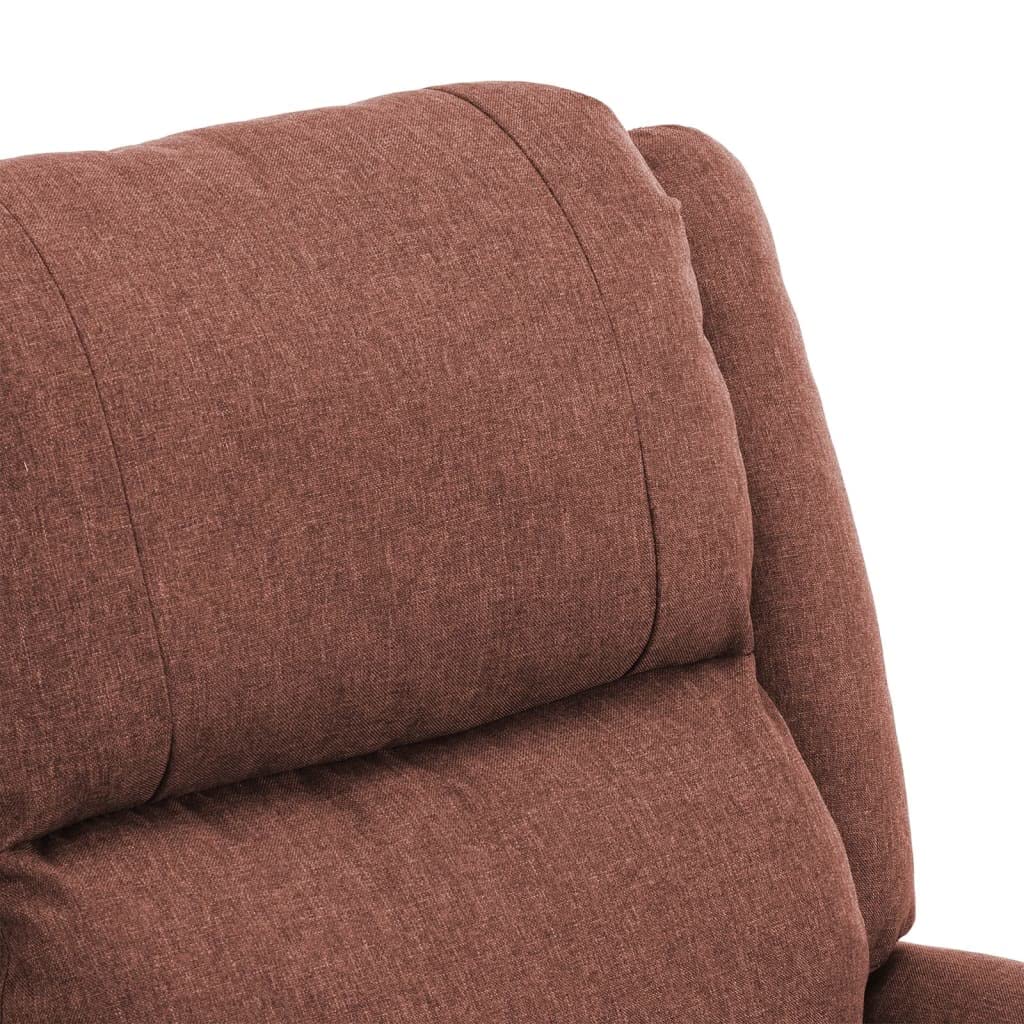 Brown Fabric TV Recliner Chair - Pushback Recliner, Accent & Club Chair with Retro Arm Design - Perfect for Living Room, Bedroom & Home Theater Relaxation