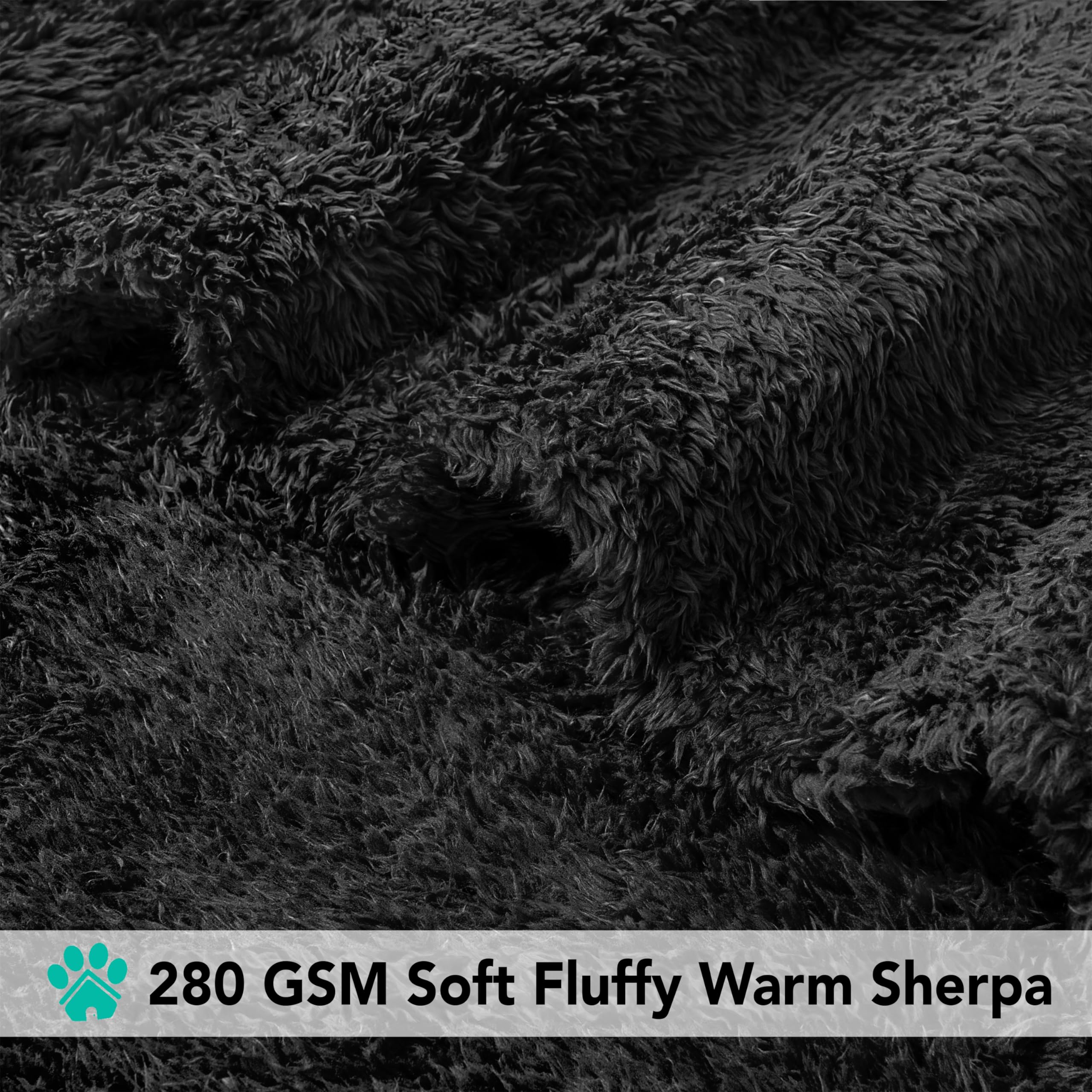 **PetAmi Extra Large Dog Blanket 60x80 - Soft Fluffy Sherpa Fleece Blanket for Large Dogs & Cats, Calming Pet Throw for Bed, Sofa, Couch - Washable Black Pet Blanket for Puppies & Kittens (Perfect for Cuddling, Travel & Anxiety Relief)**