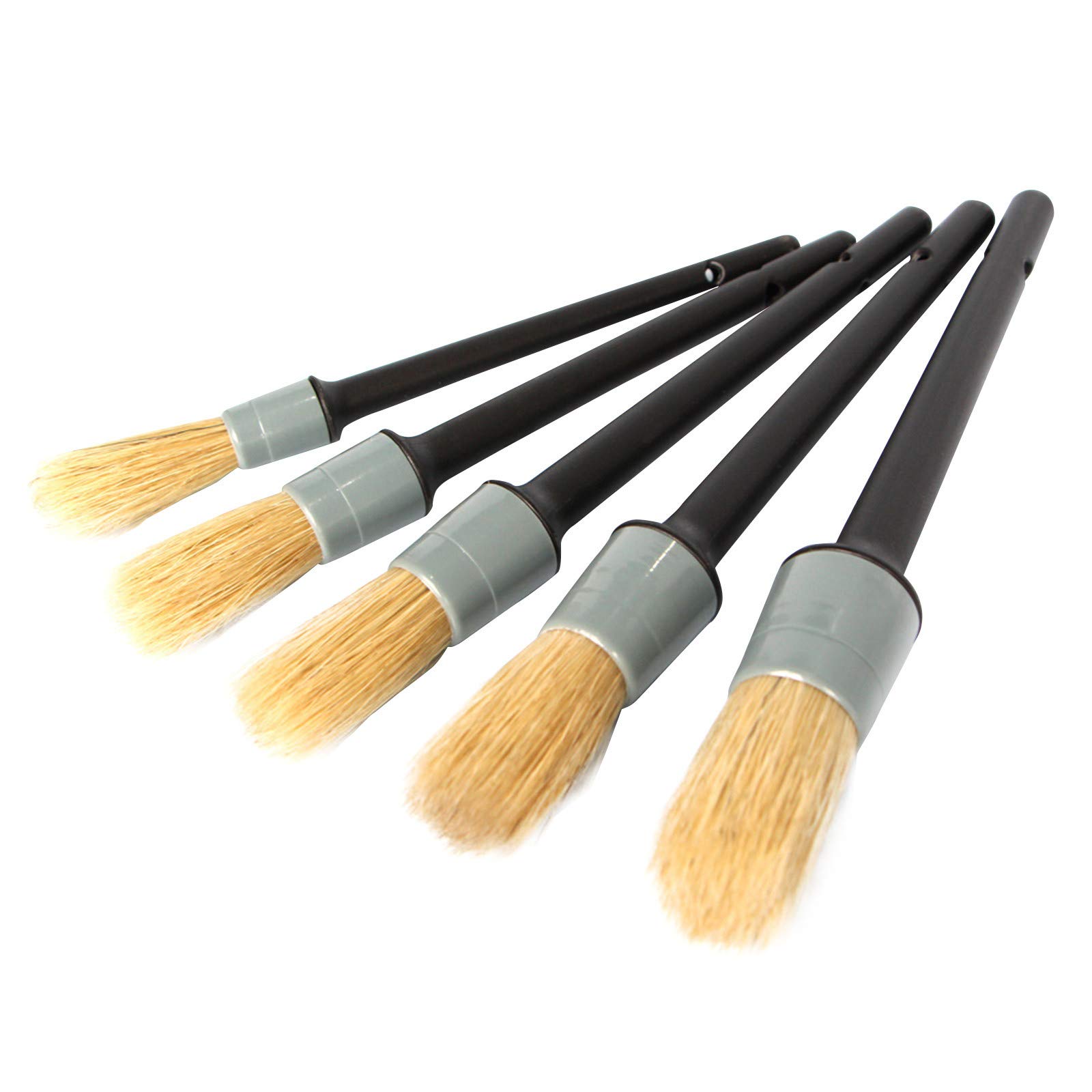 Skinny Cleaning Brush Auto Car Detailing Tool - Natural Boar Hair Brushes for Car Detailing, Home Improvement & Precision Cleaning Tasks