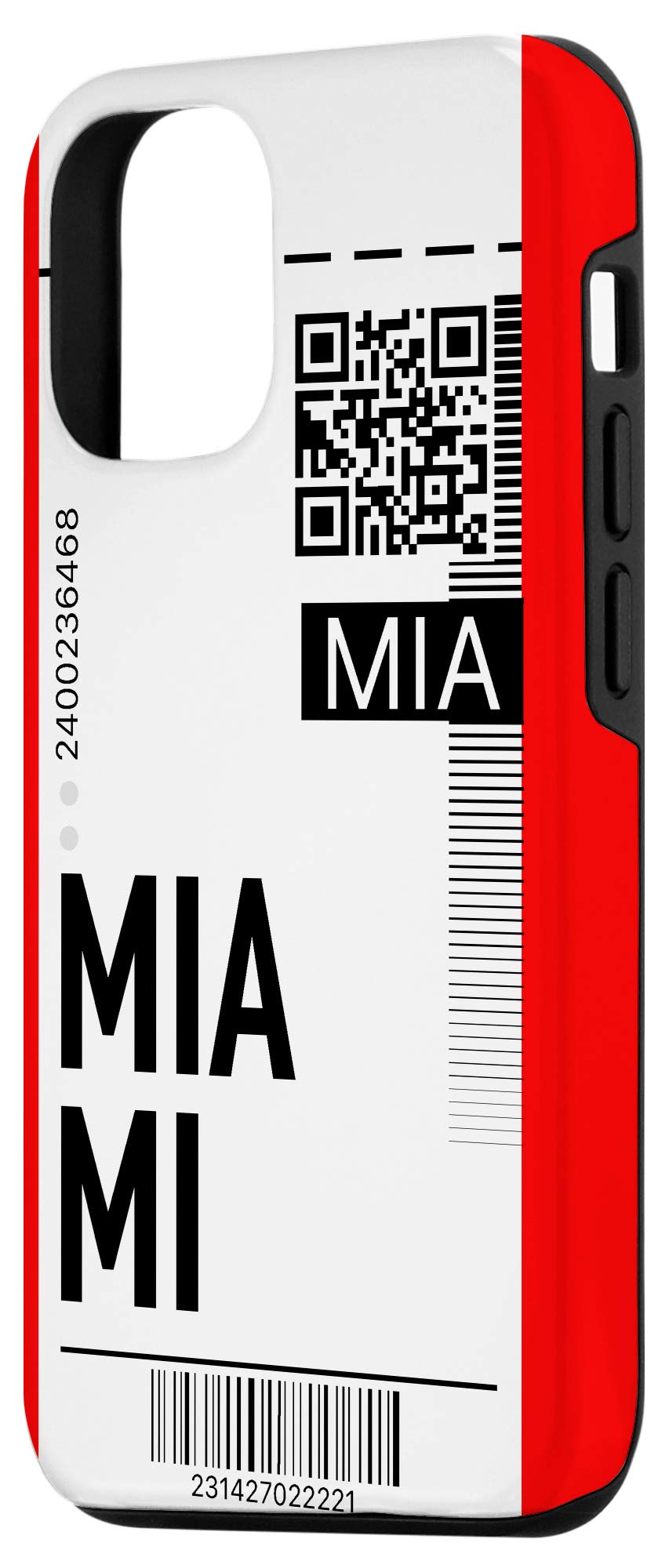 iPhone 12/12 Pro Miami Air Flight Ticket Phone Case - Red Boarding Pass Design for Travel & Daily Use