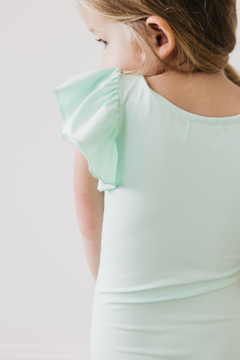 Pastel Green Short Sleeve Flutter Leotard for Ballet, Dance & Gymnastics - Soft Stretch Comfort for Kids & Adults