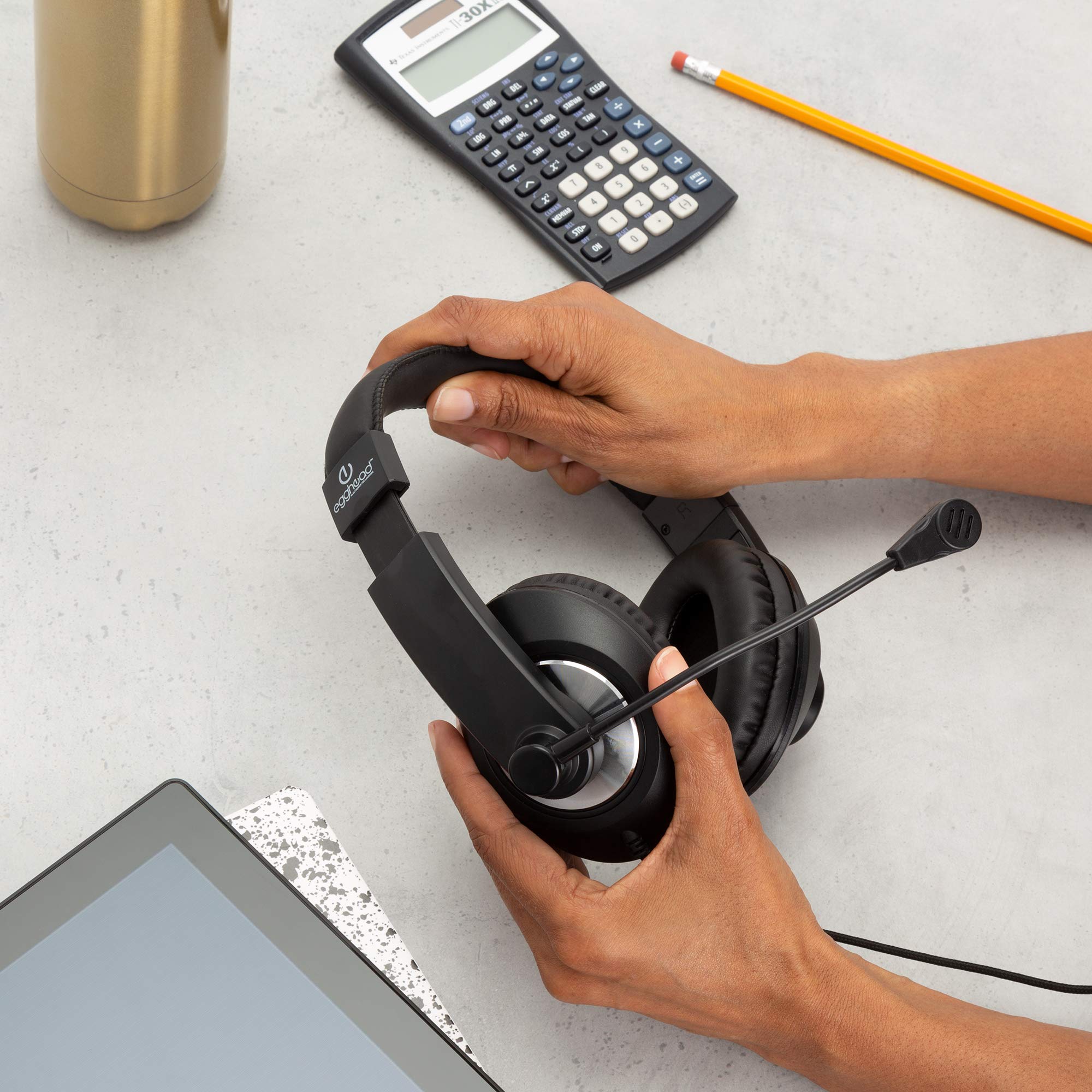 10 Pack School Testing Headsets with Boom Microphone - 3.5mm TRSS Plug for Computers & Mobile Devices - Perfect for Standardized Testing, Online Classes & Remote Learning