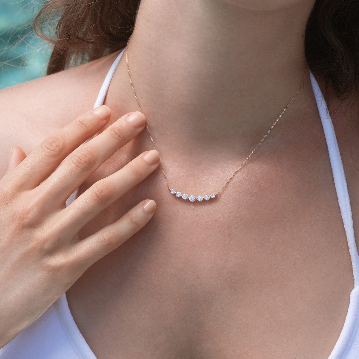Elegant Floating White Diamond Necklace for Women - Perfect for Weddings, Anniversaries & Special Occasions