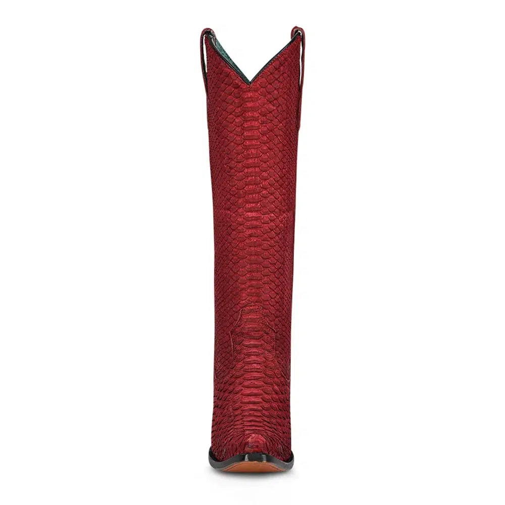 **Women's Red Western Cowgirl Python Tall Boots A4194 - Stylish Rodeo & Country Fashion for Cowgirls**    *Use Scenarios: Perfect for rodeos, country dancing, horseback riding, and western-themed events.*