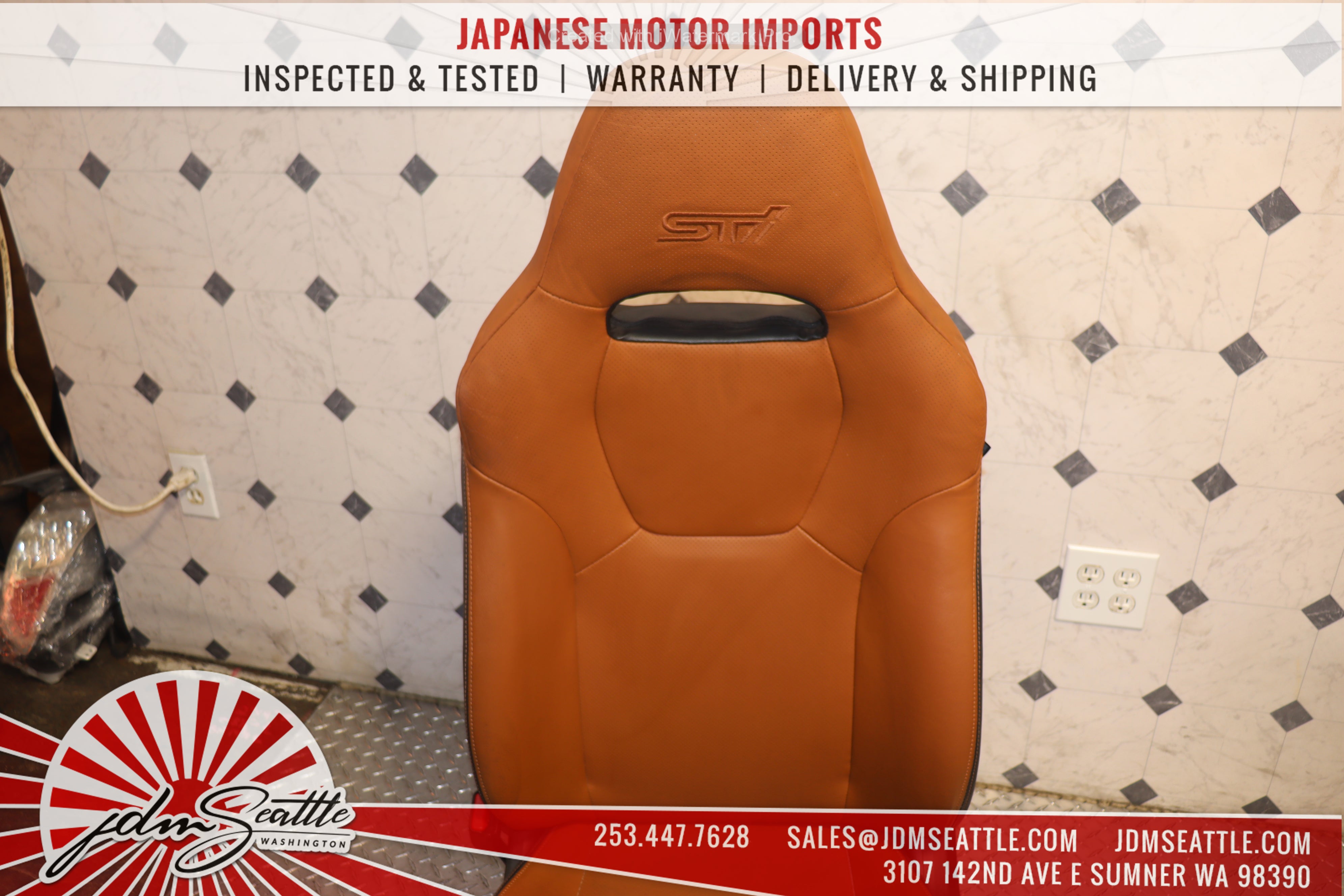 2008-2014 Subaru Impreza WRX STI Premium GRB GVF Complete Leather Power Seats Set with Steering Wheel - Front & Rear Seats for JDM Car Enthusiasts | Perfect for Upgrades & Restorations