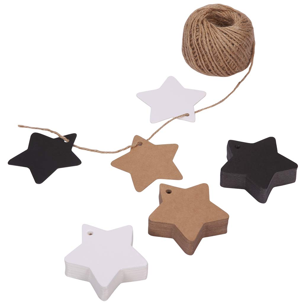 150-Pack Kraft Gift Tags with String - 3 Colors & Star Design - Perfect for Christmas, Birthday, Wedding Gifts & DIY Craft Projects