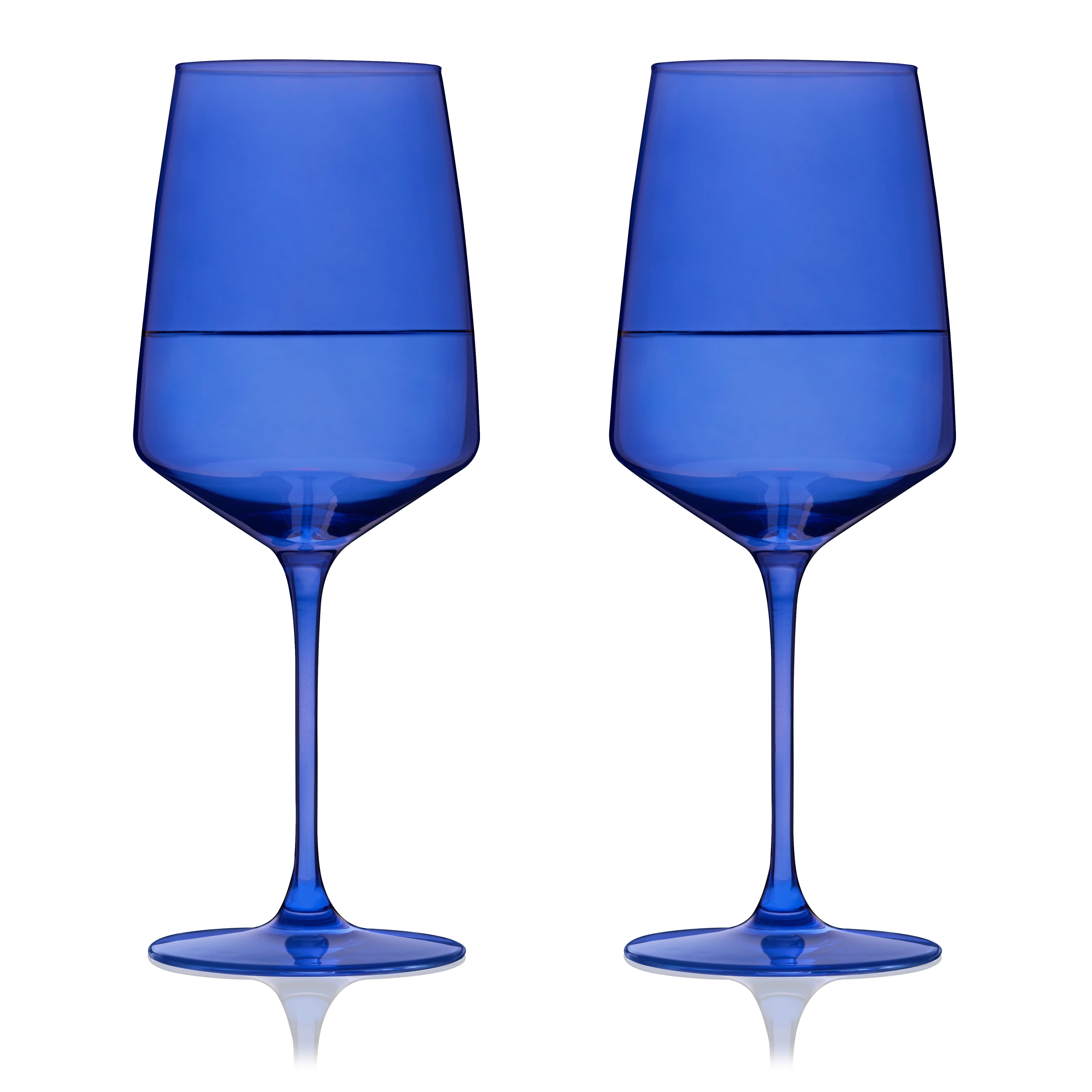 Premium Reserve Nouveau Crystal Wine Glasses - Set of 2 Cobalt Blue Stemware for Red & White Wine - Perfect for Dinner Parties, Weddings & Romantic Evenings