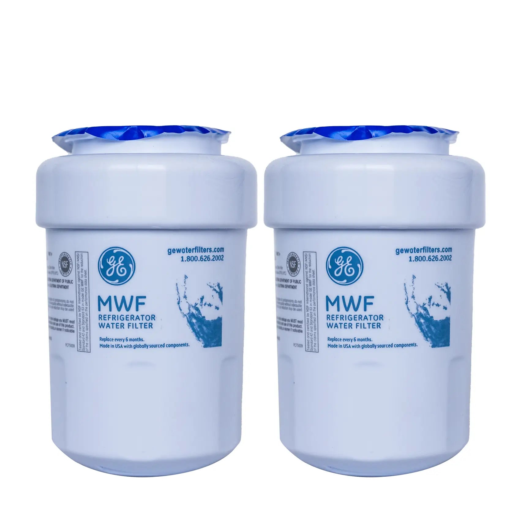 GE MWF Refrigerator Water Filter Replacement, 2-Pack - Compatible with GE Refrigerators - Clean & Safe Drinking Water for Home & Office Use