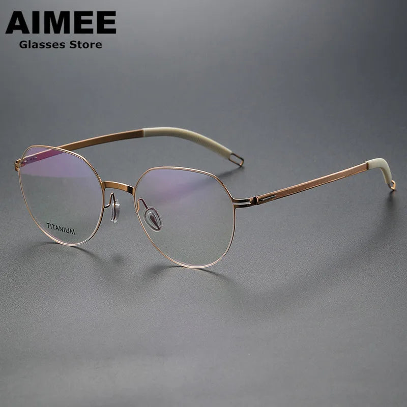 Aimee Women's Full Rim Oval Screwless Titanium Eyeglasses Frame 44985 - Lightweight & Durable for Work, Reading & Fashion