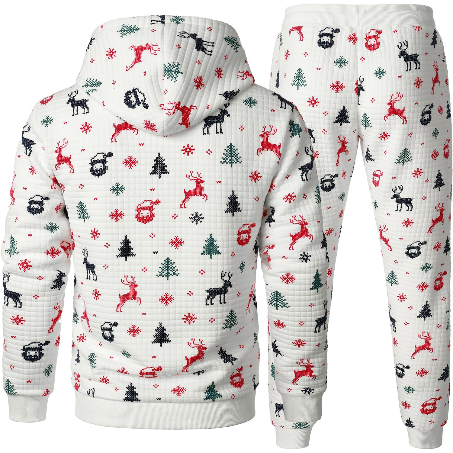 FANARCHER Men's Casual Tracksuit Set - 2 Piece Waffle Hoodie & Jogger Pants for Christmas, Sports & Lounge Wear | Comfortable Sweatsuit for Running, Gym & Home Relaxation