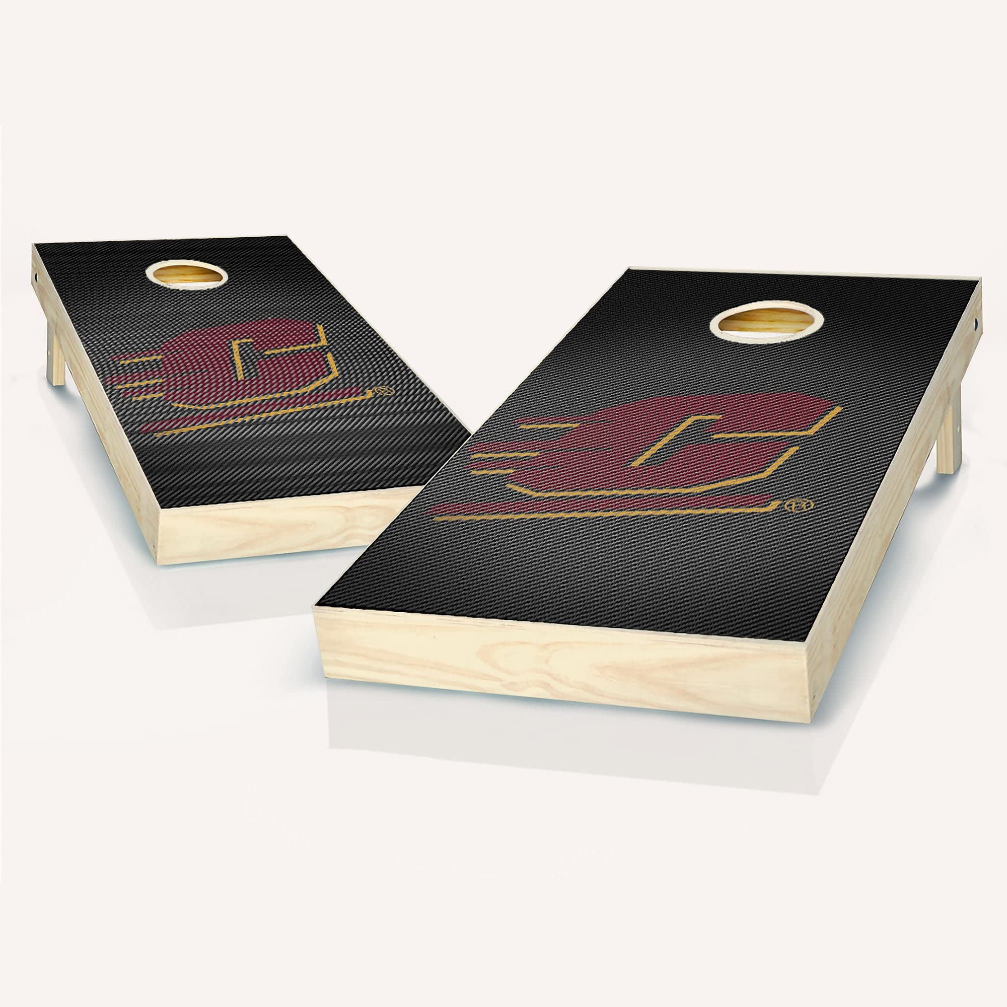 Skip's Garage Central Michigan Slanted Cornhole Board Set - Team Logo Design - Custom Regulation Size Cornhole Boards for Tailgating, Backyard Games & Outdoor Parties