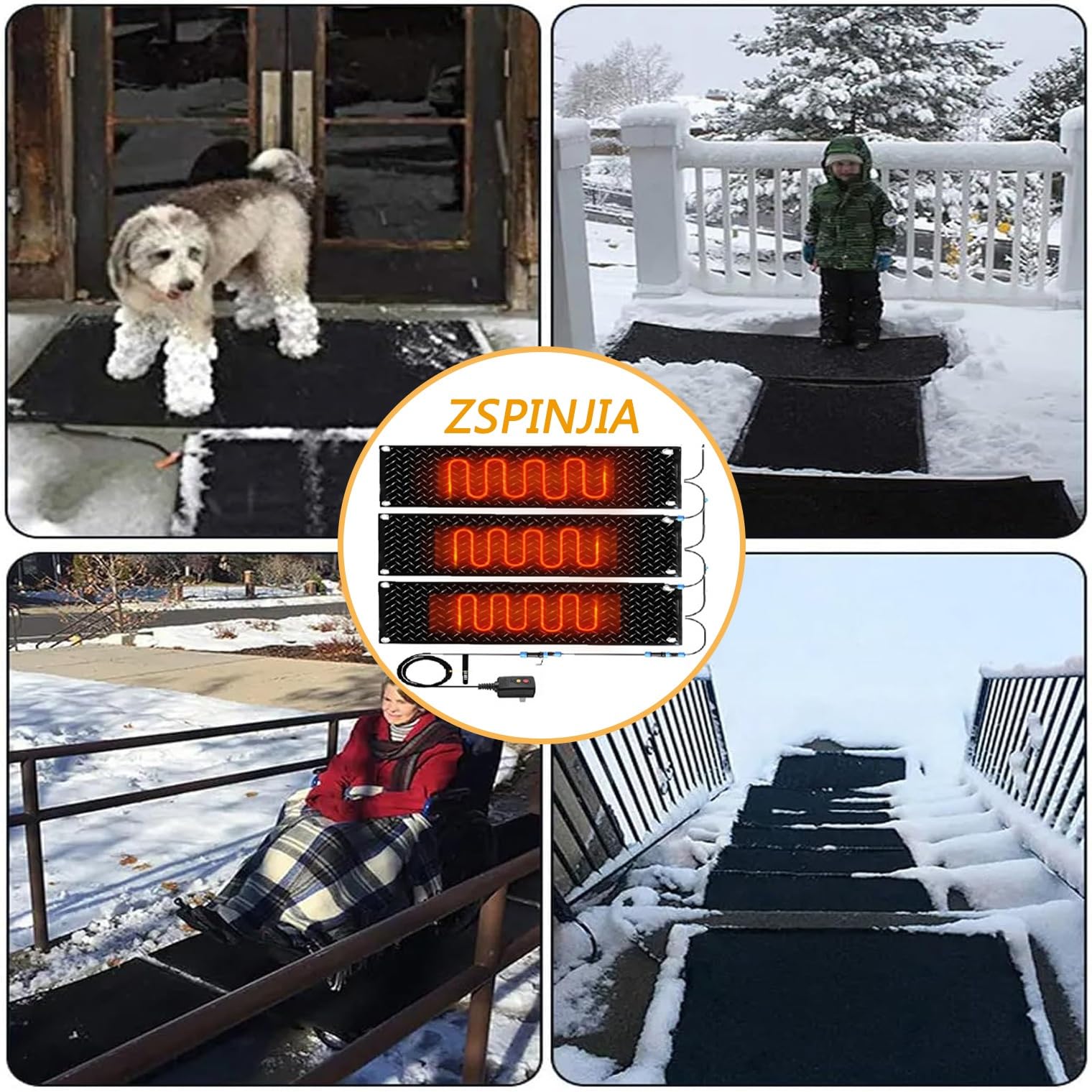 Heated Snow Melting Mat with Timer - Non-Slip Outdoor Stair Mats for Winter - 10x30in (25.4x76.2cm) - Set of 3 - Perfect for Stairs, Steps, Doorways, Walkways & Driveways - Keep Your Home Safe & Ice-Free This Winter