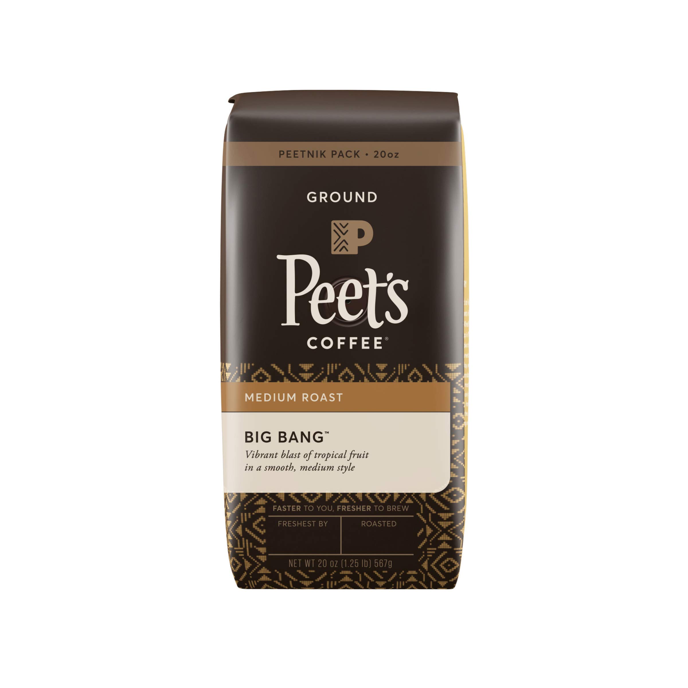 Peet's Coffee Big Bang Medium Roast Ground Coffee - 20oz Peetnik Pack for Home Brewing & Office Use | Rich & Balanced Flavor | Perfect for Drip Coffee Makers & French Press
