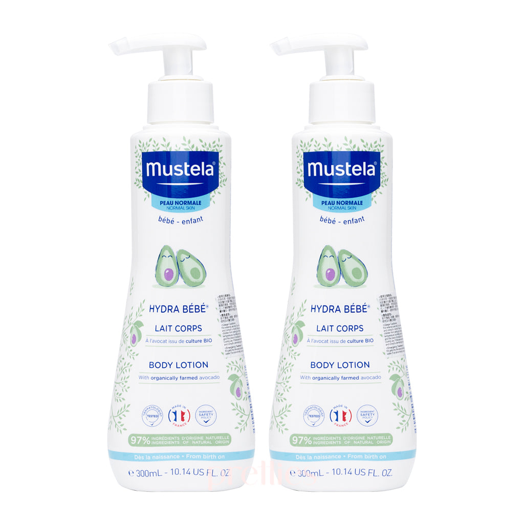 Mustela Hydra Bébé Body Lotion 300ml (Europe Version) - Pack of 2 - Ultra Hydrating Baby Lotion for Dry & Sensitive Skin - Perfect for Daily Baby Care & Newborn Skin Protection
