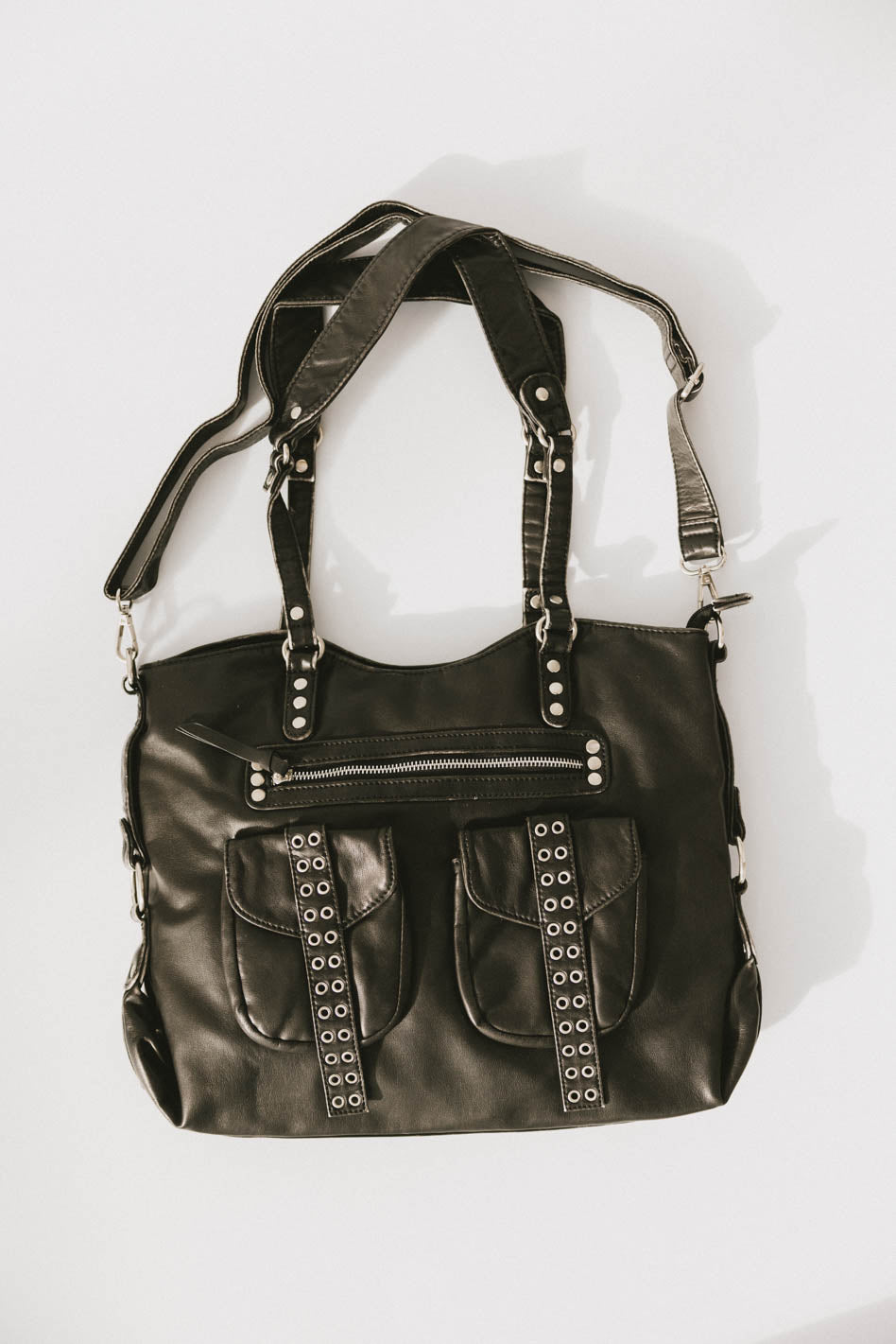 Lennox Studded Faux Leather Tote Bag for Women - Stylish Vegan Leather Handbag for Work, Travel & Everyday Use