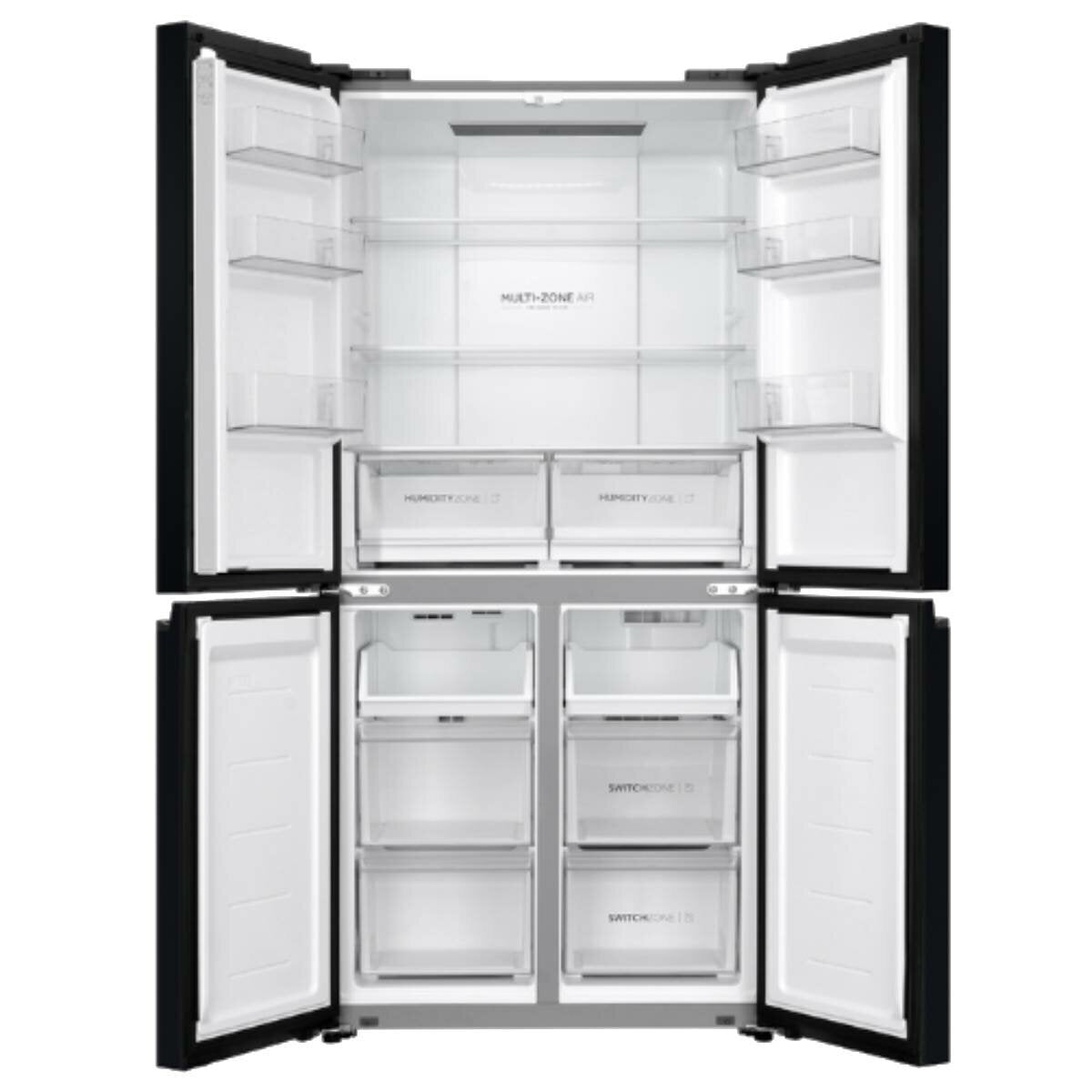Haier 463L Quad Door Refrigerator - Black Stainless Steel HRF530YC | Energy Efficient French Door Fridge with Spacious Interior for Large Families & Entertaining