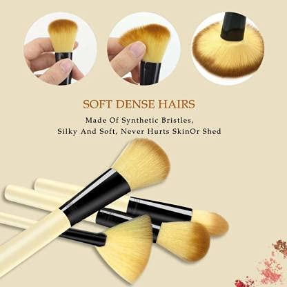 DATNASAYAD 12-Piece Makeup Brush Set with Storage Barrel - Soft White Synthetic Brushes for Foundation, Blending, Eyeshadow - Perfect for Professional & Home Makeup Kits