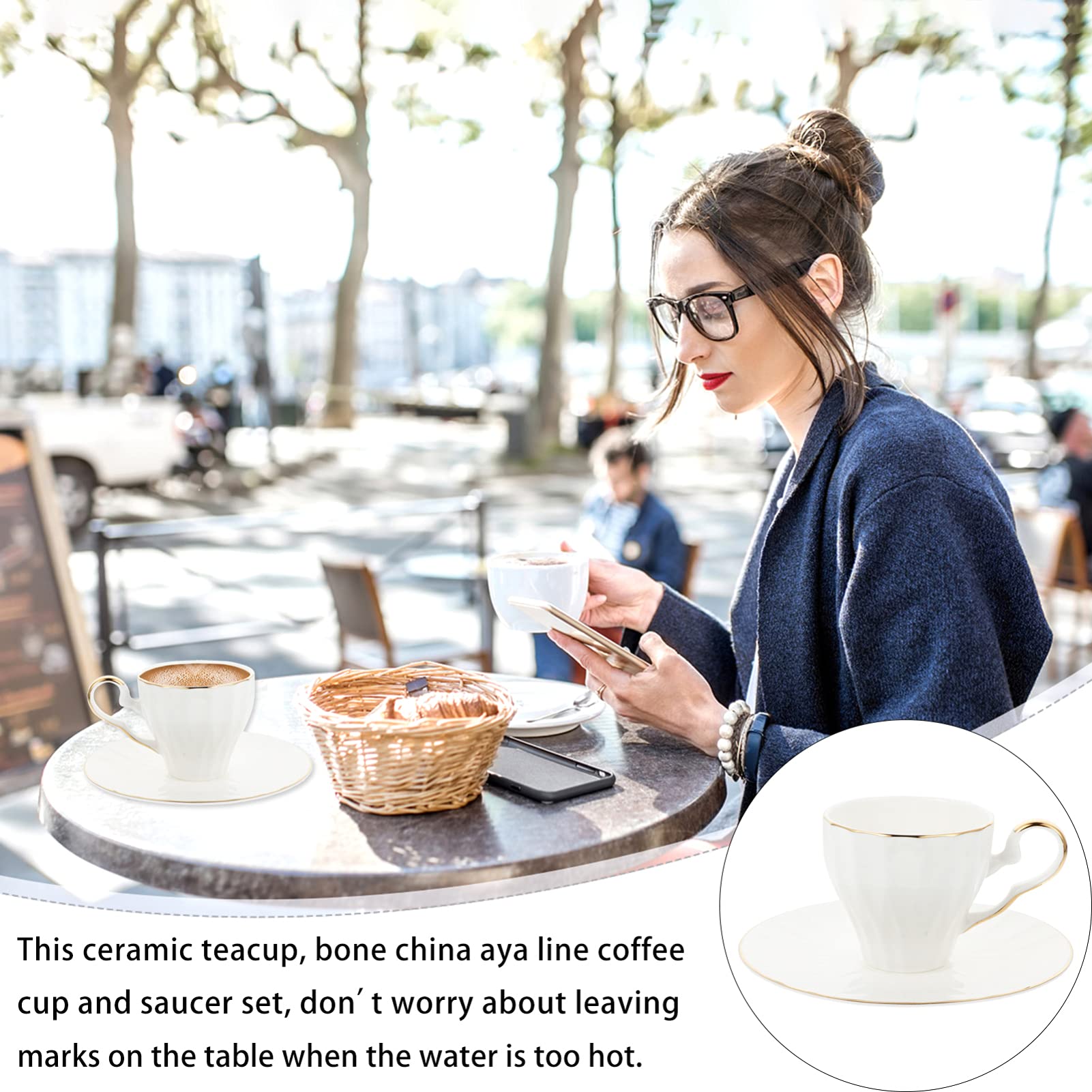 Premium White Bone China Cappuccino & Espresso Cup Set with Saucers - Elegant Ceramic Coffee Mugs for Home, Café & Travel Use