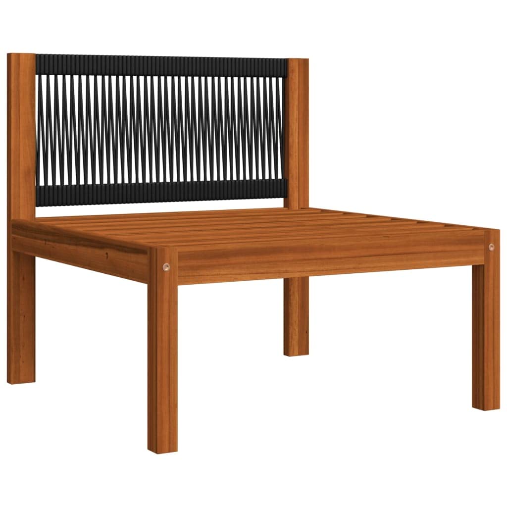 vidaXL Patio Middle Sofa with Cushions - Solid Acacia Wood Outdoor Furniture for Garden, Deck, and Poolside Relaxation