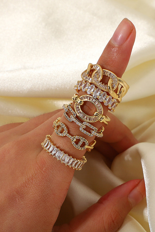 Vintage Zircon Open Ring for Women - Elegant Adjustable Statement Jewelry for Parties, Weddings & Everyday Wear