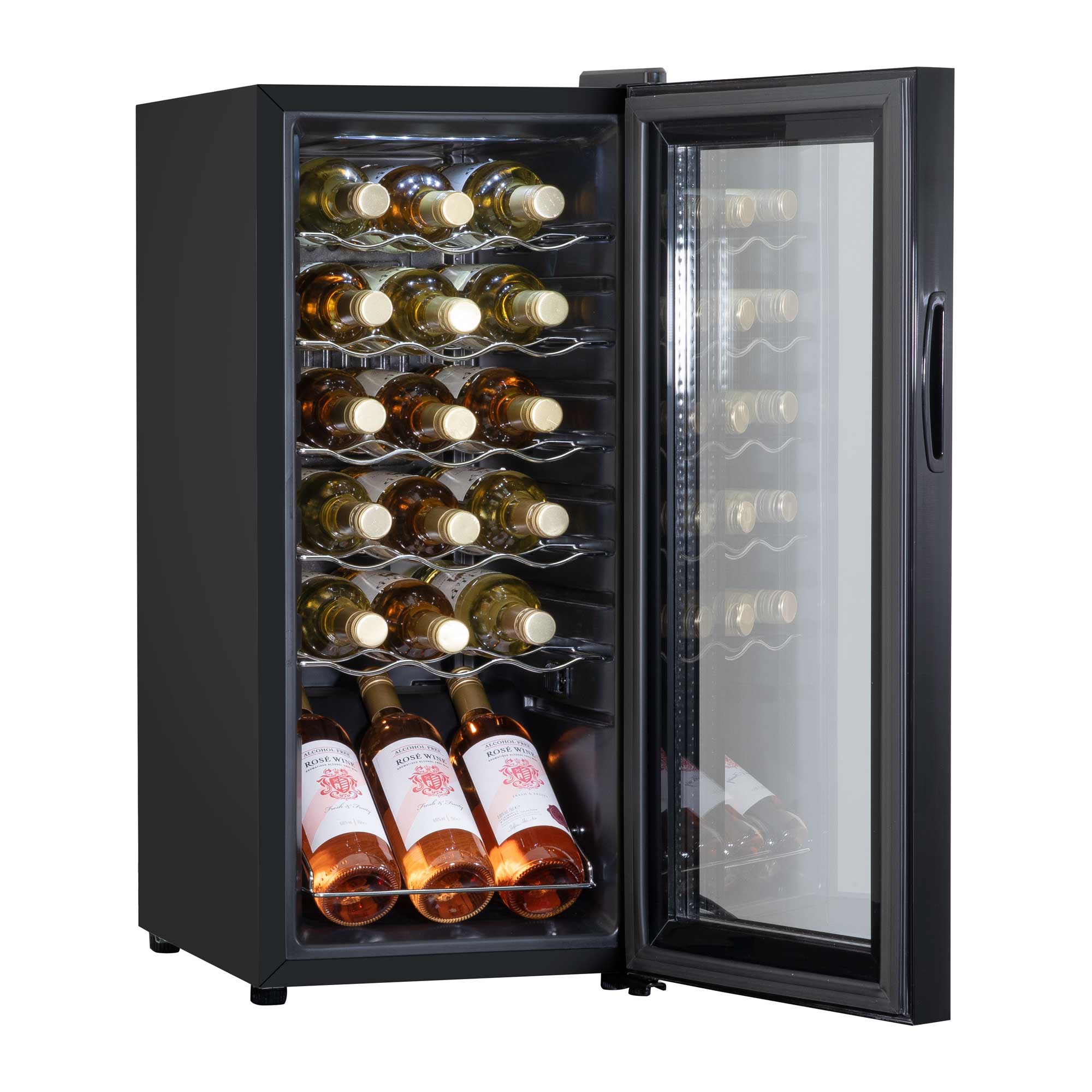 18 Bottle Wine Cooler Refrigerator - Digital Touch Screen Control, LED Lighting, Black - Perfect for Home Bars, Kitchens & Wine Cellars - DH6