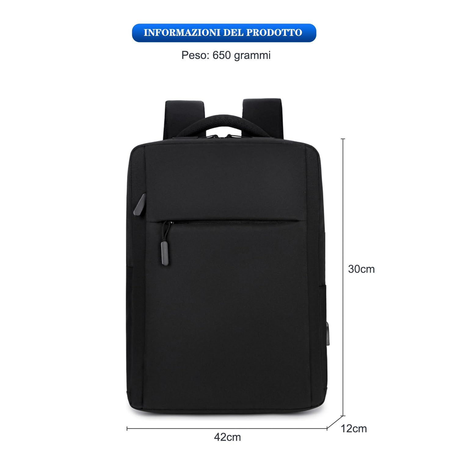 Kommodum Laptop Backpack with USB Charging Port - Waterproof Computer Bag for 15.6 Inch Notebook, Travel, Work & School - Durable Laptop Case for Business Commute & College Students