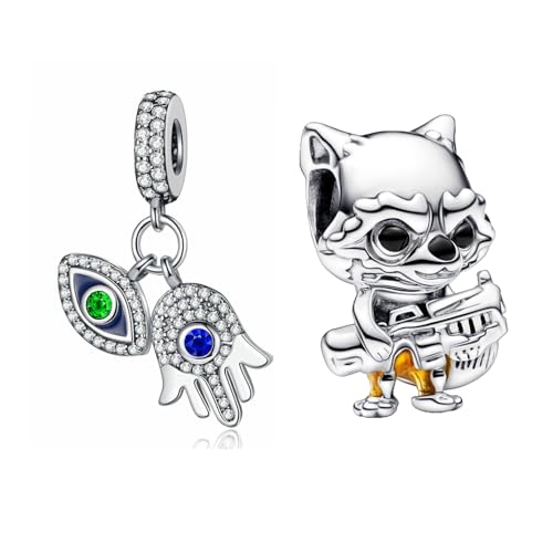 Galaxy Rocket Raccoon and Sparkling Eyes and Hands Charm