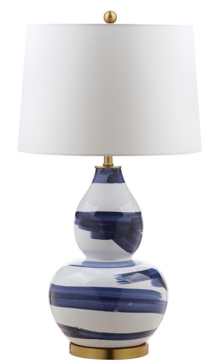 Handmade Blue and White Brushstroke Ceramic Table Lamp - Elegant Home Decor for Living Room, Bedroom, or Office Lighting