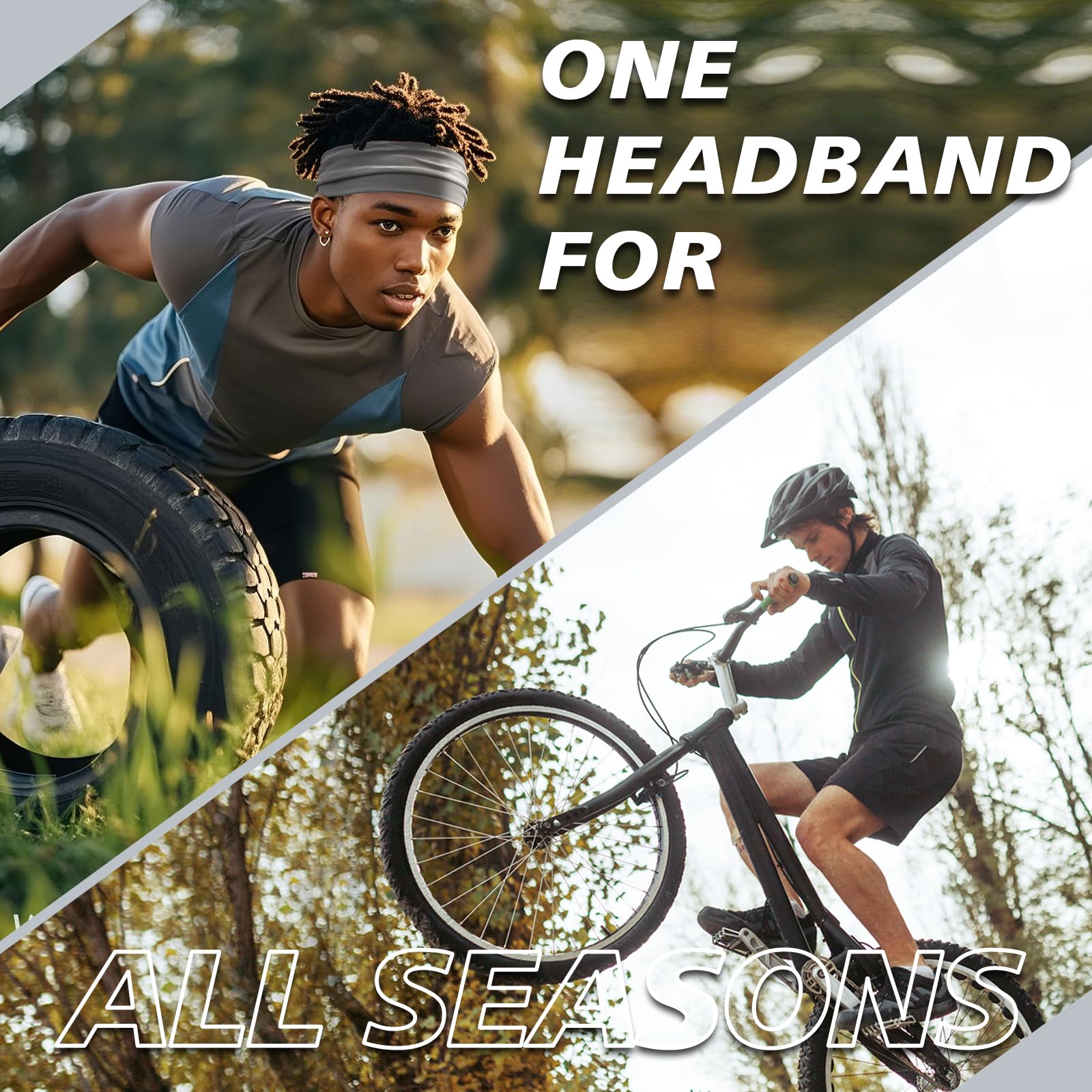 8-Pack Men's Wide Headbands - Athletic Sweatbands for Sports & Workouts - Breathable Hair Bands for Long Hair - Perfect for Running, Basketball, Tennis & Gym