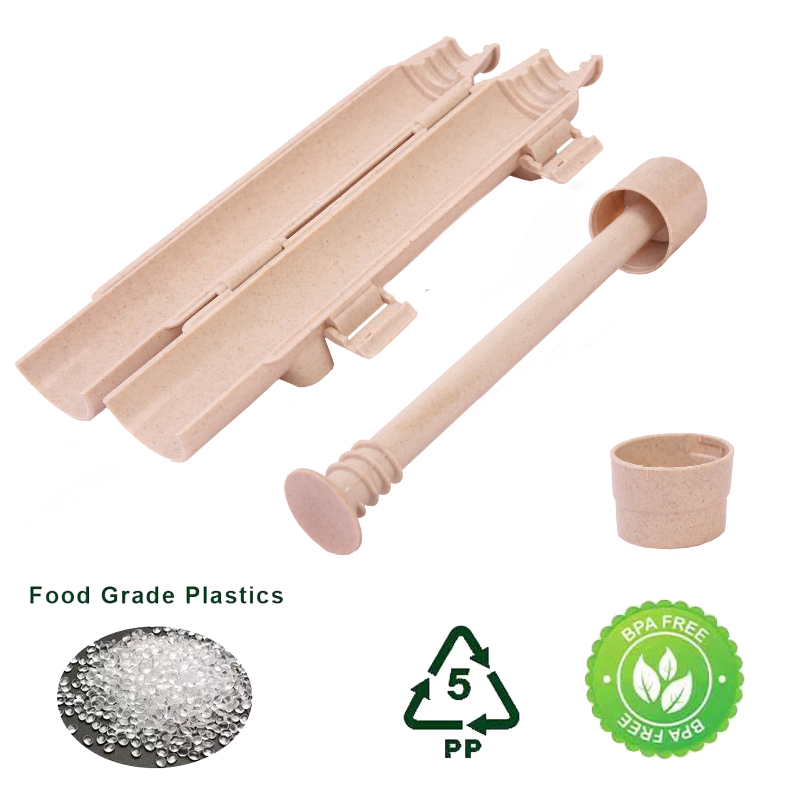 Premium Sushi Maker Kit - Food Grade Sushi Bazooka & Molds for Perfect Homemade Sushi Rolls with Rice, Vegetables, Meat | Easy DIY Sushi Tool Set for Beginners & Sushi Lovers (Beige) | Great for Home Cooking, Parties & Japanese Cuisine Enthusiasts