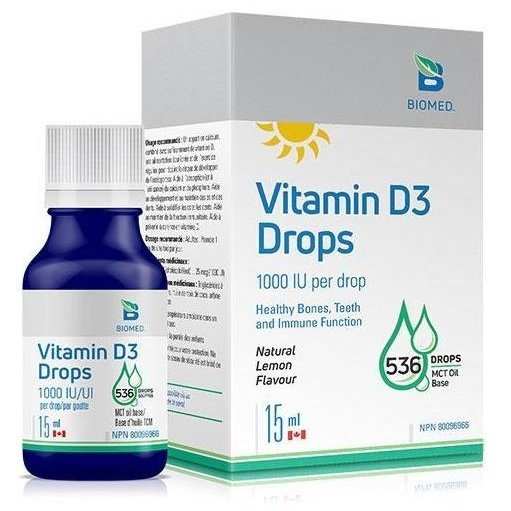 Biomed Vitamin D3 Drops 15ml - High Potency Liquid Vitamin D Supplement for Immune Support & Bone Health - Perfect for Adults & Kids