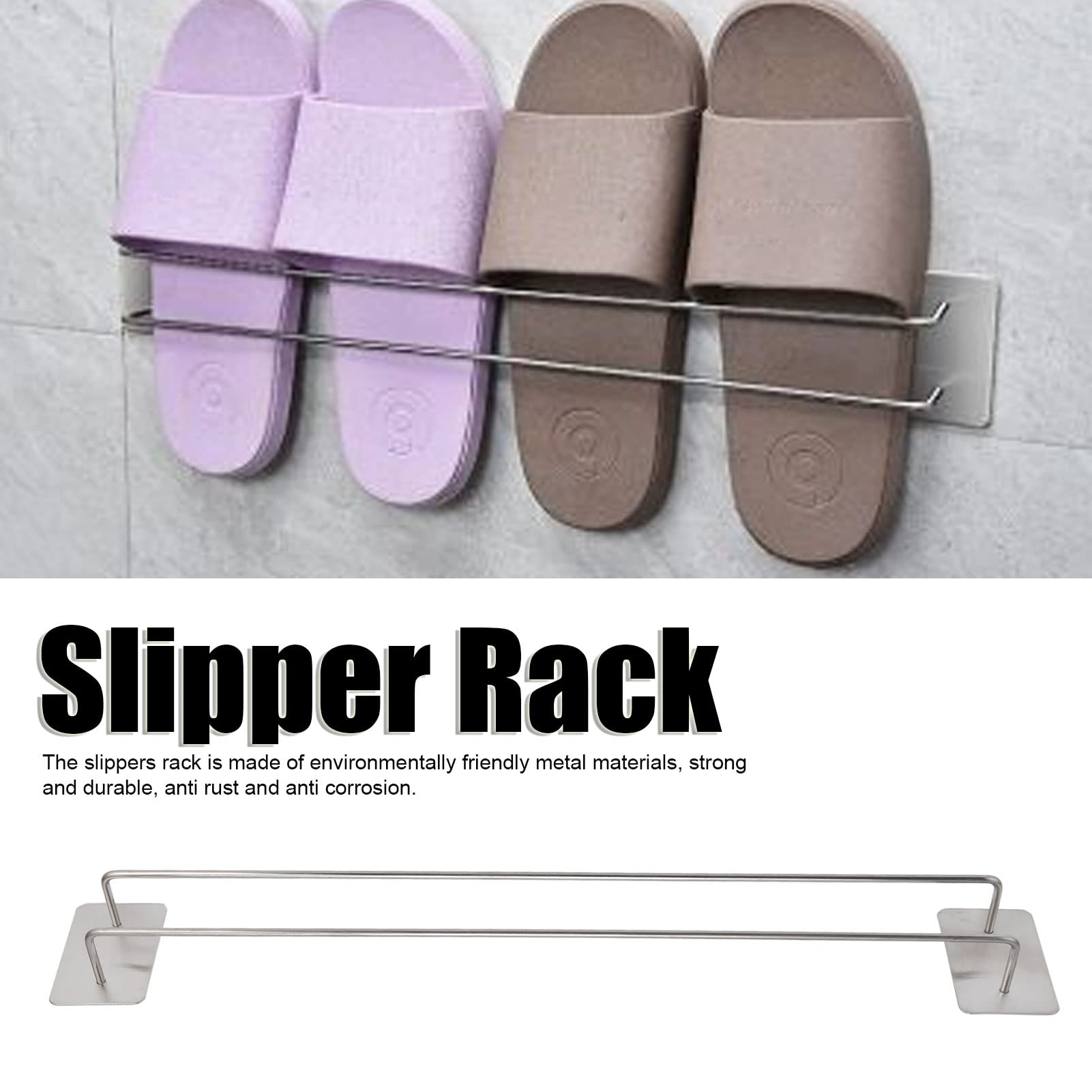 Stainless Steel Wall Mounted Slipper Rack for Bathroom & Hotel Use