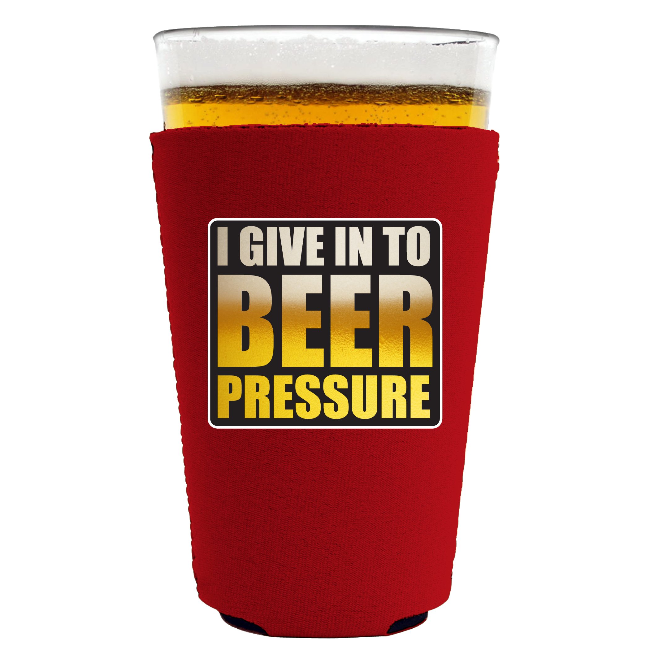 Premium Beer Pressure Pint Glass with Insulated Coolie - Red - Perfect for Chilled Draft Beer, Home Bars, and Outdoor Parties