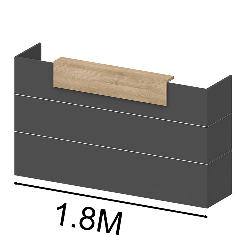 BELEN 1.8M Reception Desk - Acacia Wood & Carbon Grey Finish - Perfect for Office Lobby, Hotel Front Desk, and Corporate Reception Areas