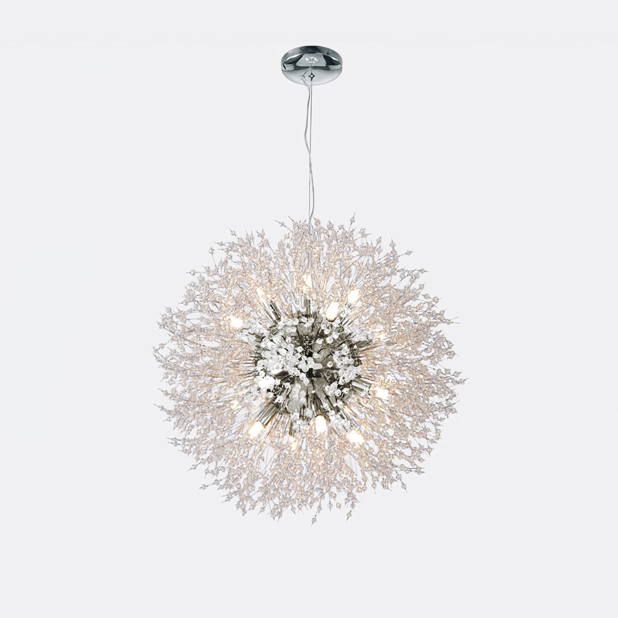 Elegant Crystal Dandelion Chandelier - Modern Glass Pendant Light Fixture for Dining Room, Living Room & Bedroom Decor