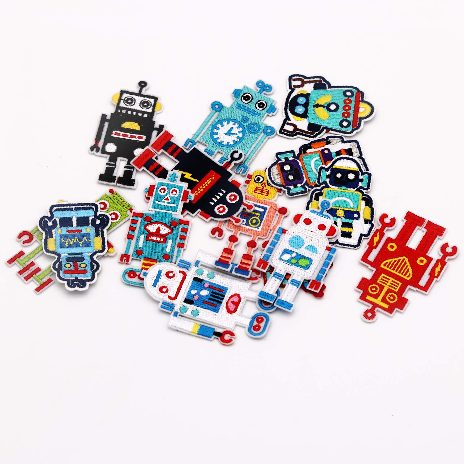 14pcs Cute Robot Iron-On Patches - Embroidered Applique DIY Sew On Patches for Jeans, Jackets, Kids Clothing, Bags, Backpacks & Caps - Fun Arts & Crafts Decor for School, Cosplay & DIY Projects (Robot Theme)