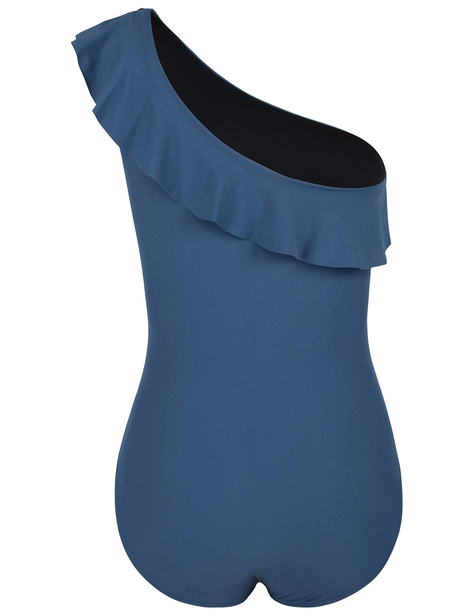 Mycoco Women's One Shoulder Ruched One Piece Swimsuit - Sexy Monokini Bathing Suit for Beach, Pool & Vacation | Tummy Control Swimwear