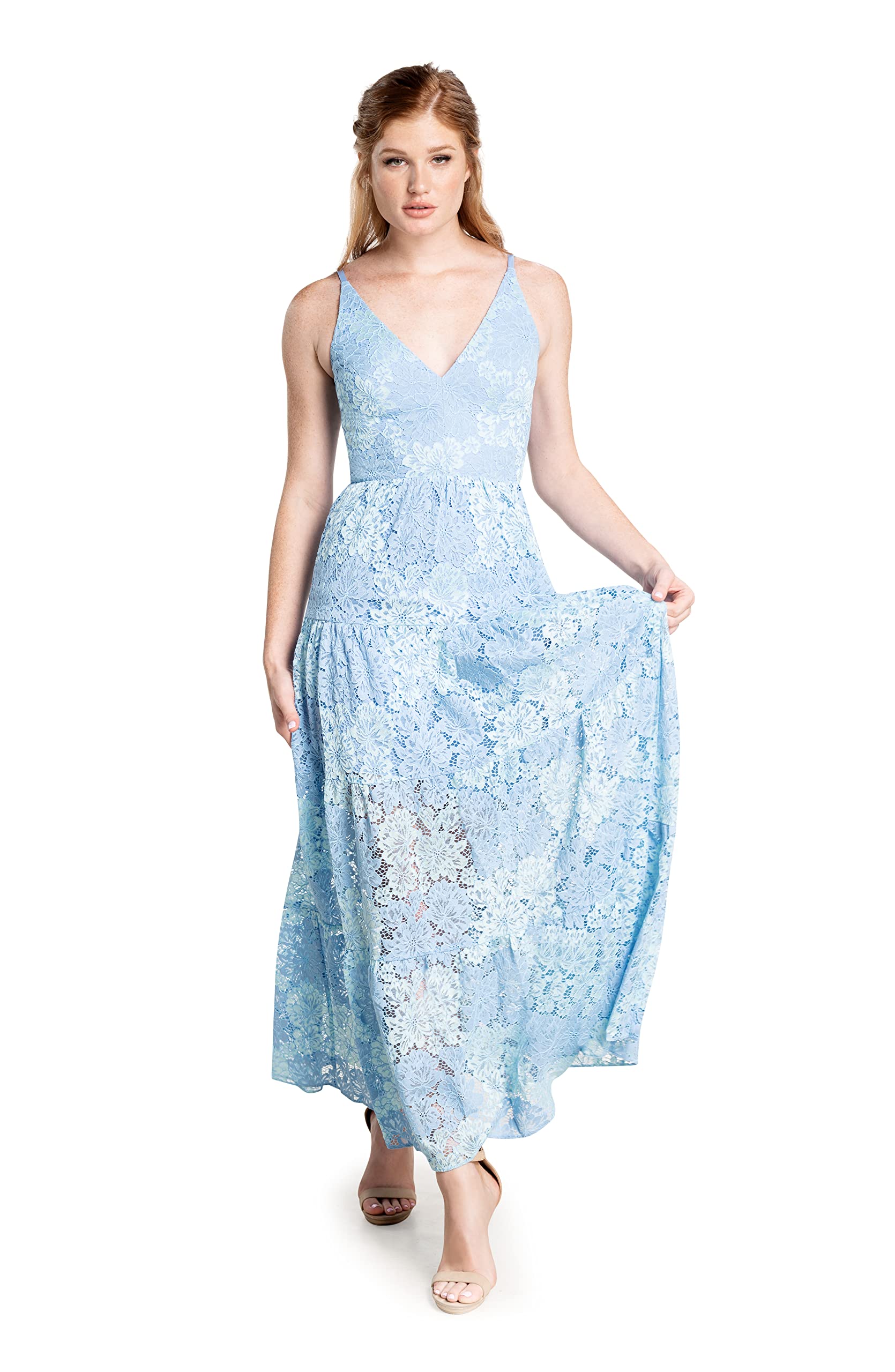 Dress the Population Women's Melina Bodycon Maxi Dress - Slim Fit Long Formal Evening Gown for Parties, Weddings & Special Occasions