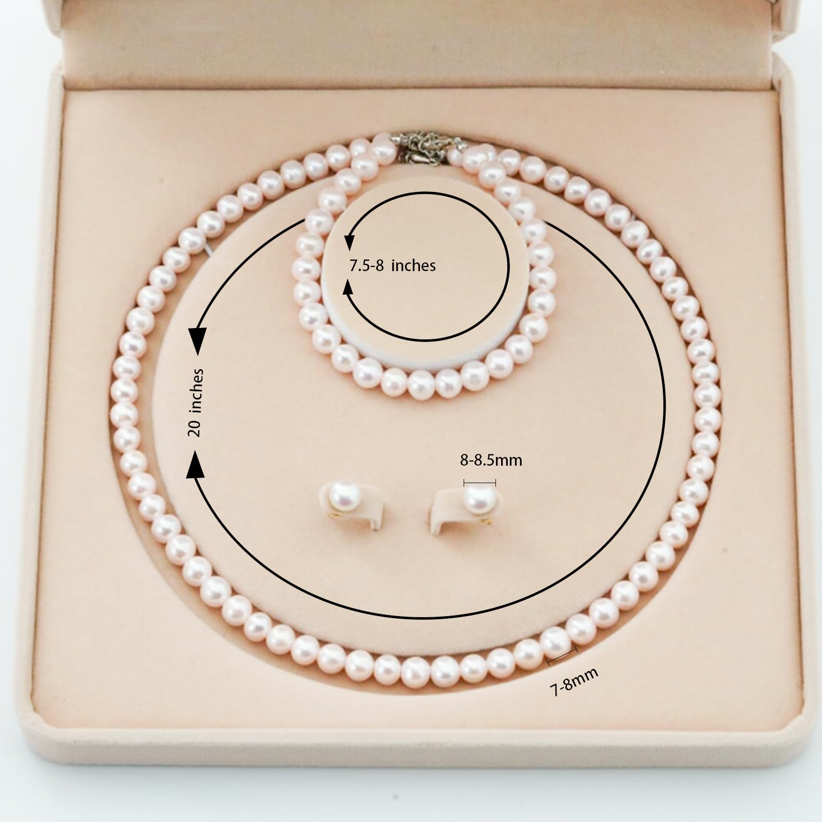 Elegant Freshwater Pearl Jewelry Set for Women - 3 Piece Pearl Necklace, Earrings & Bracelet | Perfect for Weddings, Parties & Formal Events