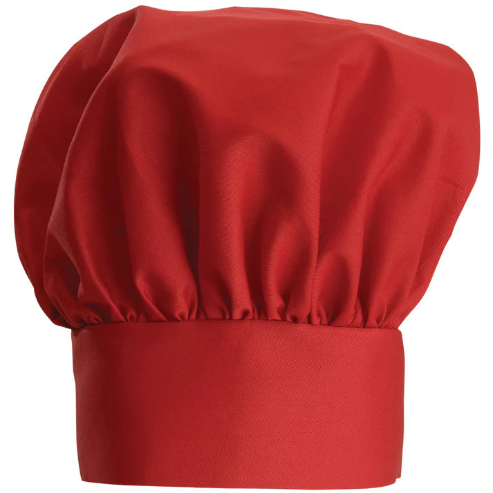 Winco 13 Chef Hat - Professional Red Cotton Chef Cap for Cooking & Baking - Perfect for Restaurants, Culinary Schools & Home Kitchens