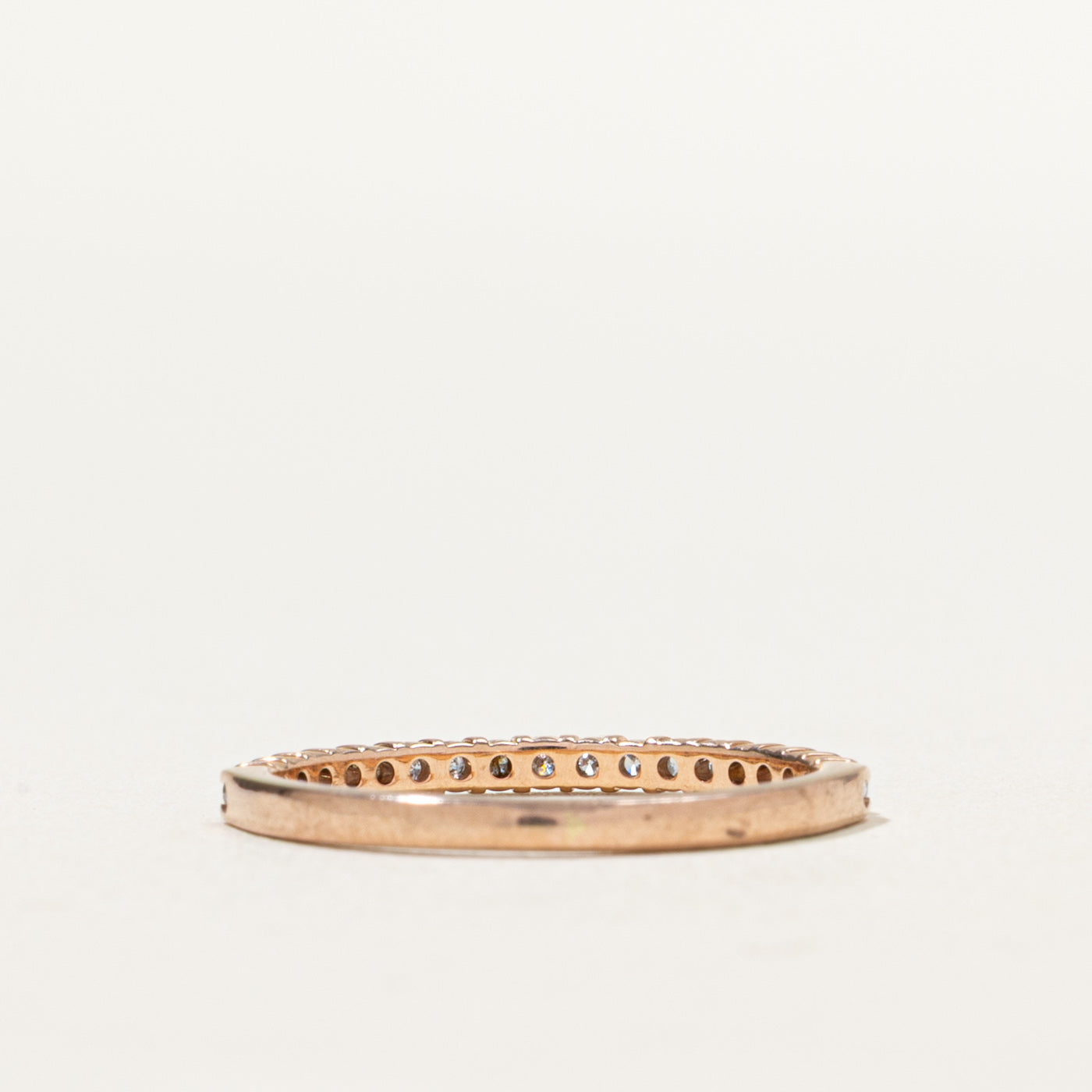 10K Rose Gold Semi Eternity Diamond Wedding Band Ring - 0.19ctw Total Weight - Size 5.25 - Perfect for Anniversary, Engagement, or Bridal Jewelry Gift