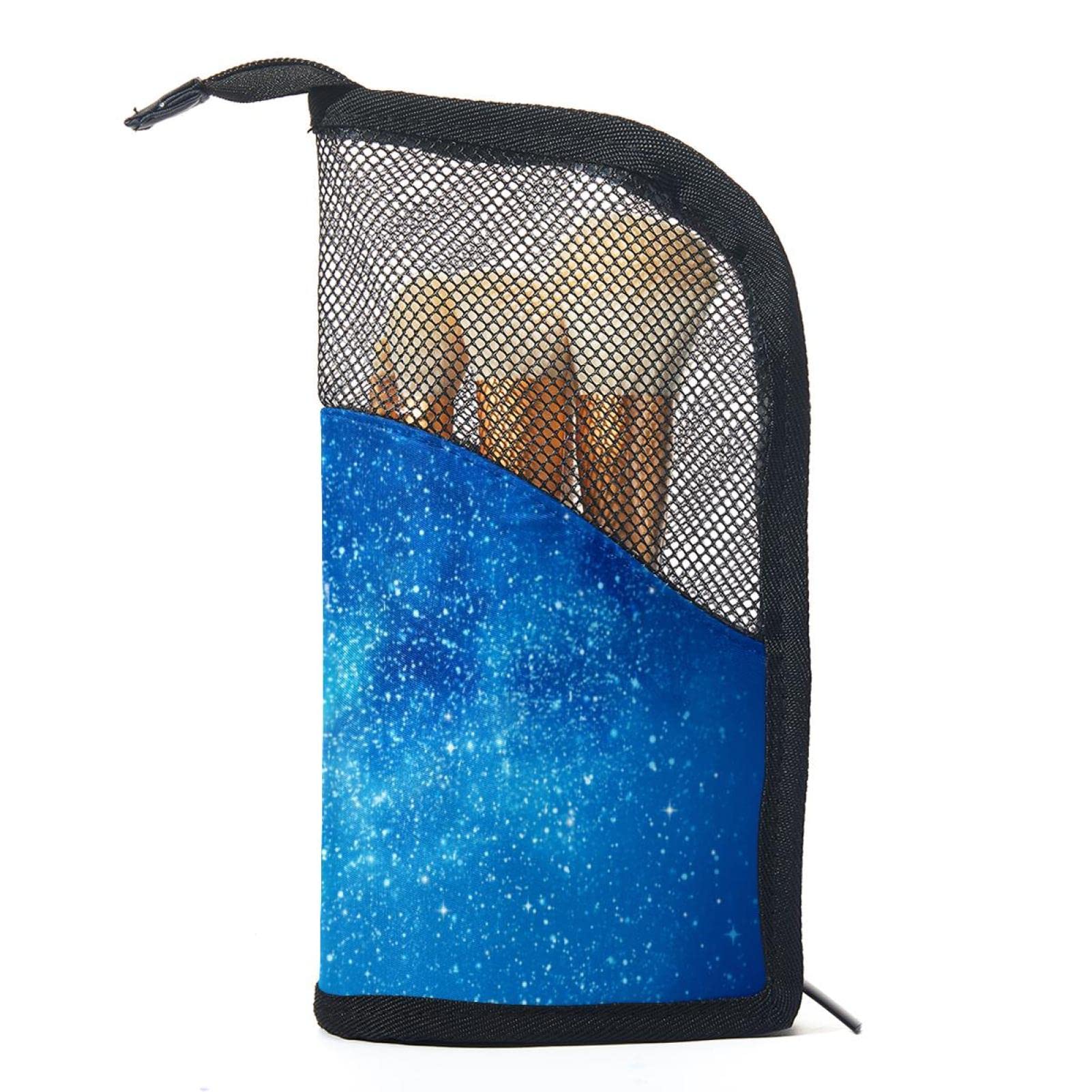 12-Piece Makeup Brush Organizer Bag with West Star Galaxy Space Butterfly Design - Portable Cosmetic Brush Holder Case for Travel & Home Storage